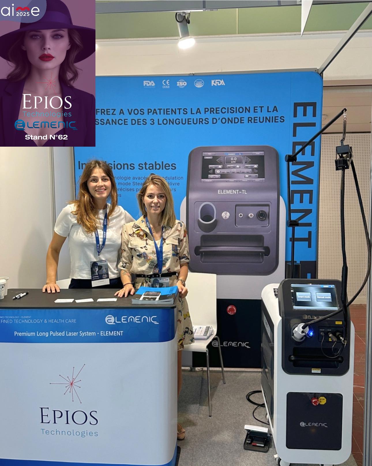 🔹 Salon AIME 2025 — Paris 🔹
Merci beaucoup aux médecins et chirurgiens qui sont venus nous rencontrer au salon AIME à Paris ! 🙏
Une édition marquée par de belles rencontres, des échanges passionnants et une vraie dynamique autour de l’innovation en médecine.
✨ Sur notre stand, vous avez pu découvrir le laser ELEMENT-TL de la marque Elemenic : une plateforme premium réunissant 3 longueurs d’onde (Alexandrite 755 nm, Nd:YAG 1064 nm, KTP 532 nm), conçue pour répondre aux besoins des praticiens les plus exigeants.
👉 Pourquoi ELEMENT-TL ?
✔ Jusqu’à 3 Hz en épilation : productivité optimale
✔ Pulse ultra-court jusqu’à 0,1 ms : une précision redoutable en vasculaire et pigmentaire
✔ Spot ajustable sans changer d’embout : plus de confort et de rapidité
✔ Design compact et ergonomique : gain d’espace et d’efficacité
💡 Le KTP 532 nm est idéal pour le traitement des lésions vasculaires superficielles (érythrose, angiomes, couperose…), tandis que l’Alexandrite et le Nd:YAG couvrent un large éventail d’indications esthétiques et dermatologiques.
📍 Prochain rendez-vous : le 11 septembre au salon SFME à Paris —
Nous avons hâte de vous y retrouver pour continuer à partager notre passion pour la technologie et l’excellence médicale.
Epios Technologies, à vos côtés pour une médecine toujours plus performante.
#EpiosTechnologies #Elemenic #ElementTL #LaserEsthétique #DermatologieLaser #MédecineEsthétique #MédecineVasculaire #LaserAlexandrite #LaserNdYAG #LaserKTP #KTP532 #AIME2025 #SFMEParis #SalonEsthétique #LaserParis #MédecinsEtChirurgiens