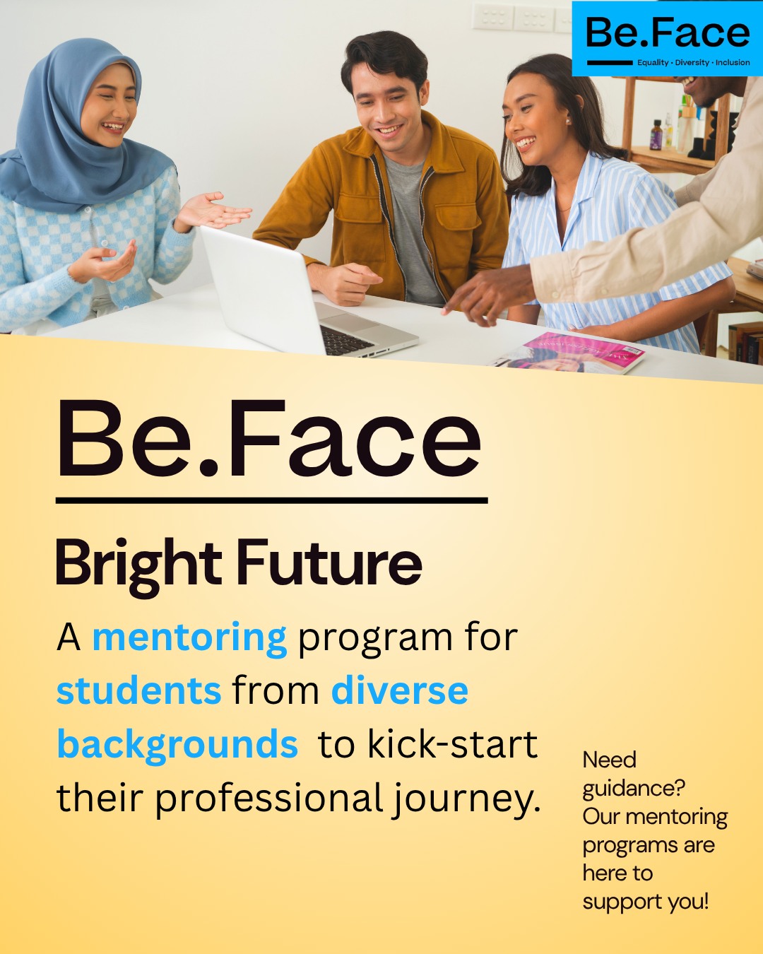 FR :
Tu es étudiant·e issu·e de la diversité et tu veux te préparer au monde professionnel ?
Pendant 1 an, bénéficie d’un accompagnement gratuit par un mentor — un·e professionnel·le engagé·e issu·e d’une entreprise membre du réseau Be.Face.
Ateliers, coaching, rencontres inspirantes et opportunités concrètes t’attendent pour booster ton avenir pro. 🚀
👉 Intéressé·e ? Inscris-toi via le lien LinkTree en bio !
-----------------------------------
EN :
Are you a student from a diverse background looking to prepare for the professional world?
Bright Future offers 1 year of free mentoring by a committed professional from one of Be.Face’s partner companies.
Workshops, coaching, networking, and real opportunities to launch your career. 🚀
👉 Interested? Sign up now via the LinkTree link in bio!
#BrightFuture #Mentoring #Inclusion #CareerSupport #BeFace #Mentorat #Diversité #InsertionPro #Future #students #university #studentlife #motivation #diversity #diversityandinclusion #culture #community #equity #diversitymatters #business #mindset #mentorship