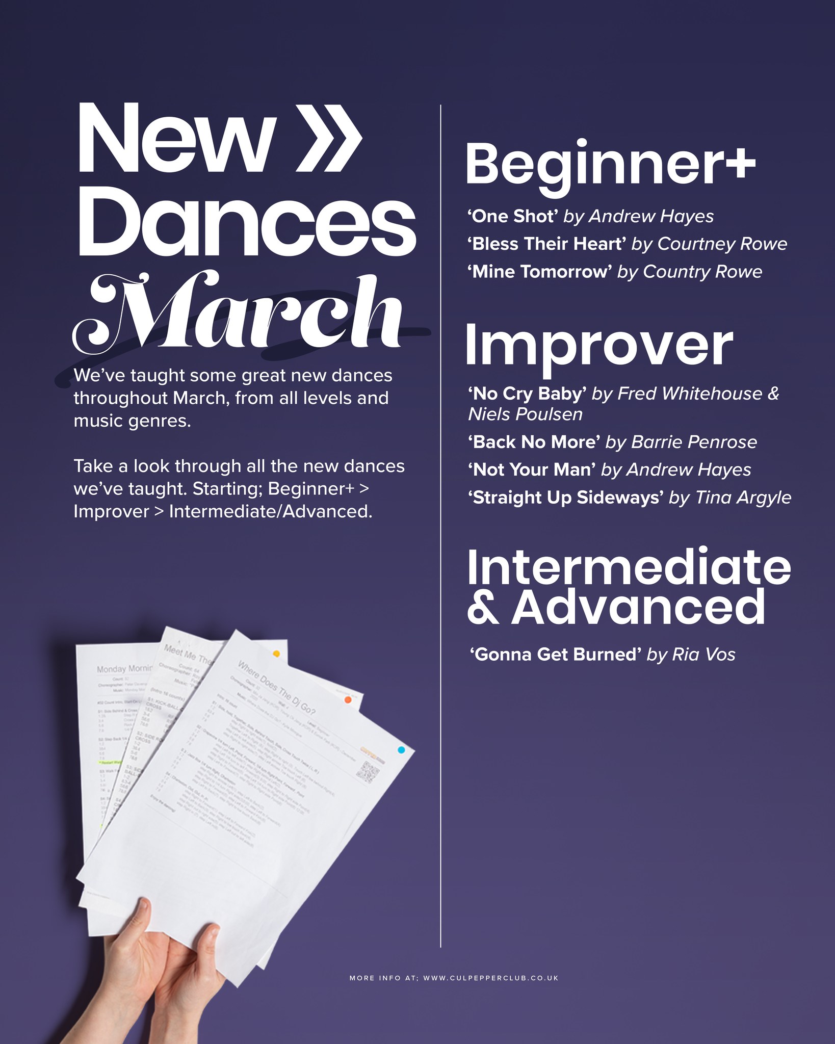 There have been some great new dances that we've taught throughout March & April, take a look below.
Find out more about the dances we've taught at our website - link in bio.
#culpeppersuk #culpeppersuk #linedance #linedancing #dance #danceclass #basildon #essex