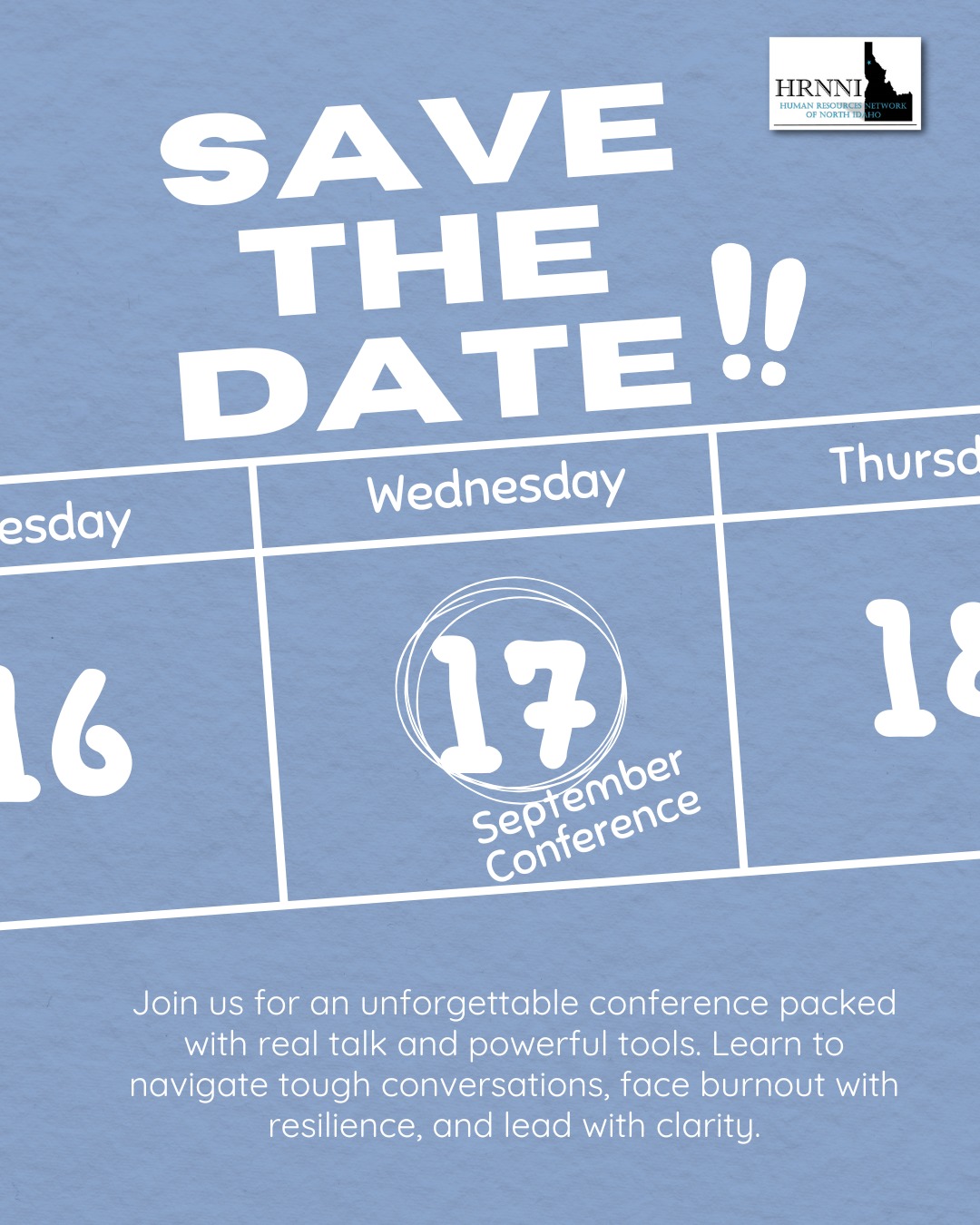Struggling with tough conversations? Feeling stretched thin trying to support everyone else?
You’re not alone—and this conference is for you.
Join us for a two-part experience designed to help you:
🔹 Navigate conflict with clarity and confidence
🔹 Manage overwhelm without losing your passion
🔹 Reconnect with your purpose and protect your energy
📣 Who should attend?
HR professionals, people leaders, business owners, and anyone who leads from where they stand.
✨ Walk away with practical tools, fresh perspective, and a little more peace of mind.
Register today at https://www.hrnni.org/event-details/strategic-leadership-in-challenging-times-navigating-difficult-conversations-and-demanding-workloads
#HRConference #LeadershipDevelopment #ResilienceAtWork #SaveTheDate #LeadFromWhereYouStand #PeopleFirstLeadership #hrnni #HumanResources