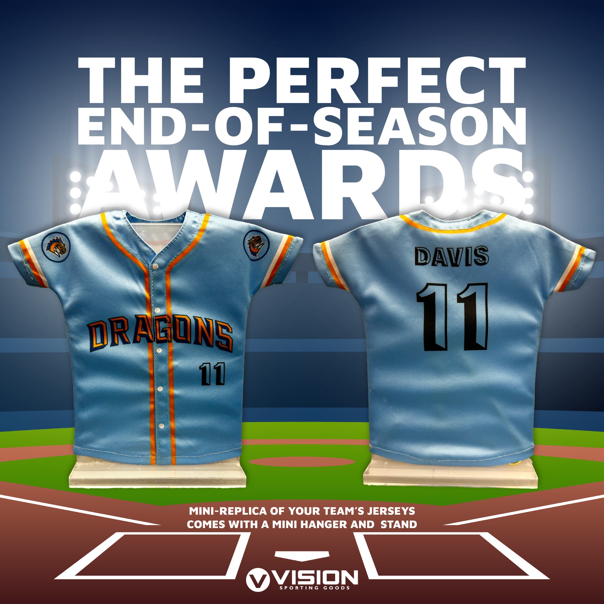 🎉 #FeatureFriday
This one’s for the memory-makers.
Fully sublimated, totally custom mini-replica jerseys that match your real game gear down to the details. Comes with a mini stand + hanger = shelf-ready glory. 🧡⚾
End-of-season gifts have never looked so good.
📬 Slide into our DMs for pricing + turnaround info!
#TeamGear #VisionSportingGoods #CustomJerseys #EndOfSeasonAwards #SeniorNight #BaseballLife