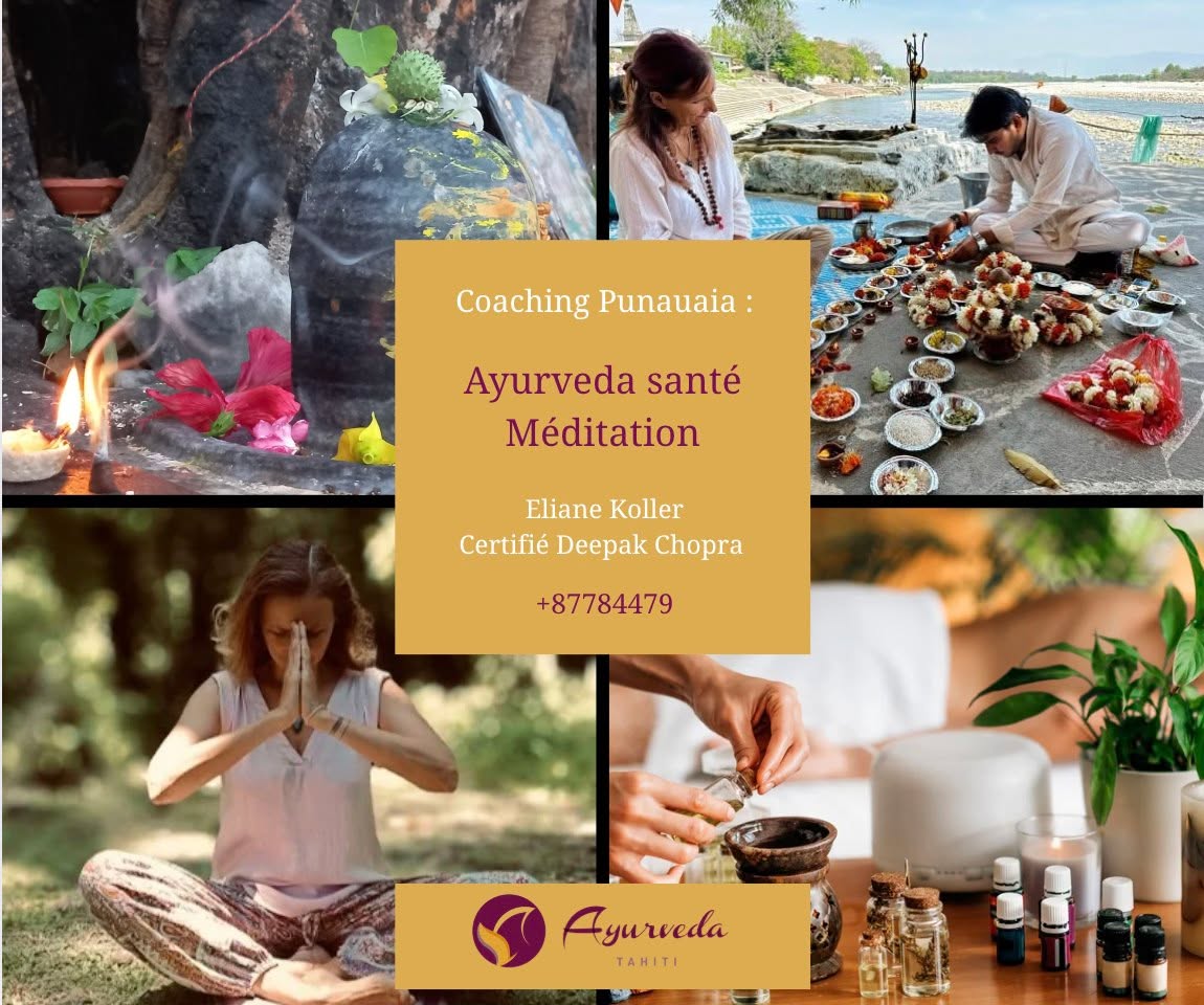 Je t’accompagne sur le chemin vers toi-même.
En nous appuyant sur les six piliers de la santé ayurvedique – l’alimentation, le sommeil, le mouvement, les émotions positives, la méditation et une routine adaptée – nous explorons ensemble ce qui fonctionne pour toi, afin de créer un équilibre optimal entre ton corps et ton esprit.
Une fois par an, j'organise des voyages a l'Himalaya pour aller à la rencontre de cette sagesse millénaire et renforcer nos pratiques - accompagné et guidé par un maître tantrique local.
Tu veux savoir plus?
ayurvedasante.tahiti@gmail.com
www.ayurveda-tahiti.com
#meditation #Ayurveda #india #tantra #bienetre #voyage #guerison
