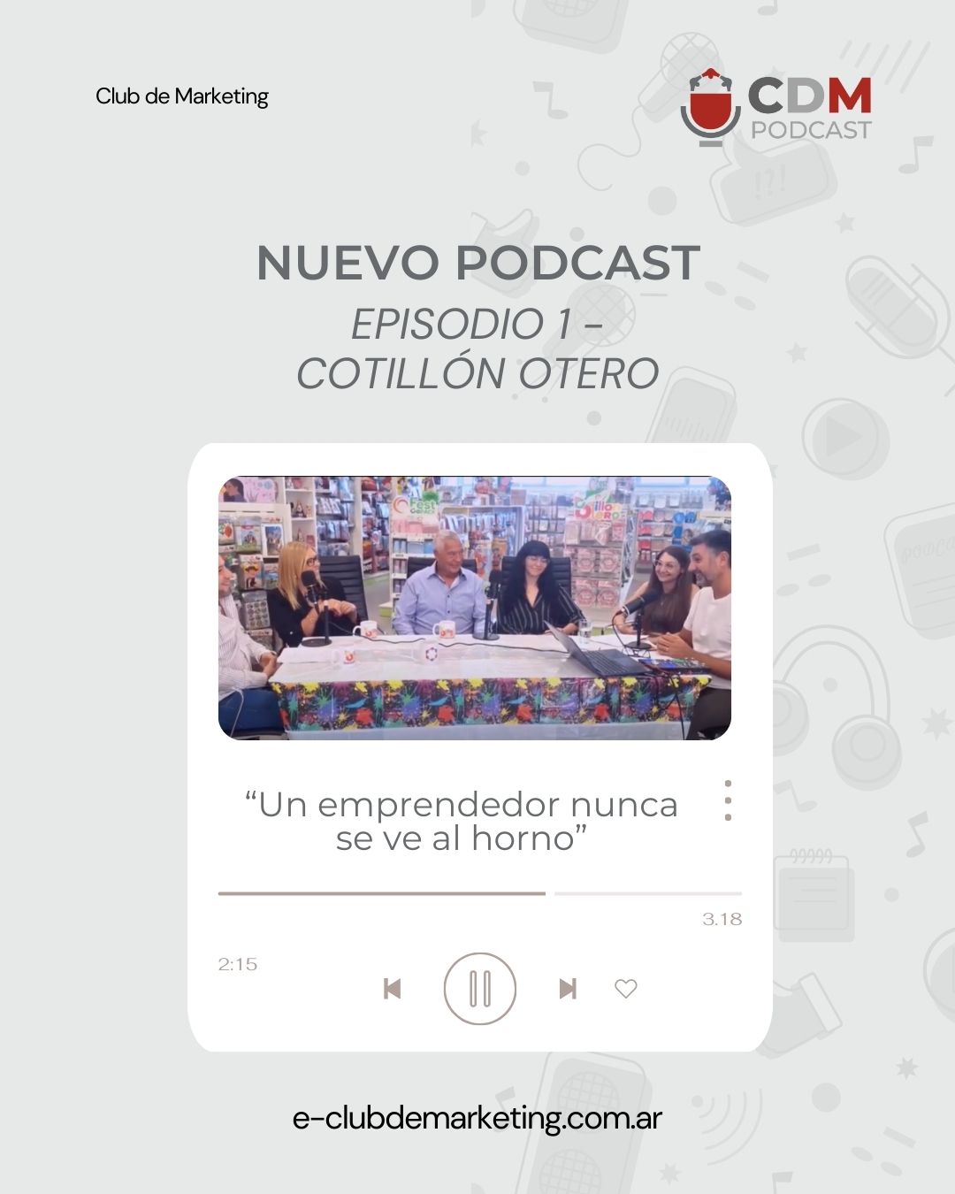 🔥 ¡Lanzamos nuestro primer episodio del CDM Podcast!
🎙️ En esta edición nos sentamos con Cotillón Otero, un emprendimiento con historia, garra y mucha creatividad.
“Un emprendedor nunca se ve al horno”
Una charla imperdible sobre resiliencia, reinvención y el detrás de escena de un negocio que no para de crecer.
🚀 Escuchalo completo en Spotify y youtube
👉 Conocé nuestra web https://www.e-clubdemarketing.com.ar/cdm-podcast
#PodcastCDM #Marketing #Emprendedores #CotillonOtero #ClubDeMarketing #HistoriasQueInspiran #Marketing #CDM #Podcast