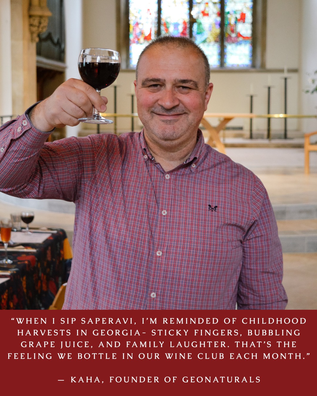 “When I sip Saperavi, I’m reminded of childhood harvests in Georgia - sticky fingers, bubbling grape juice, and family laughter. That’s the feeling we bottle in our Wine Club each month."
— Kaha, founder of GeoNaturals