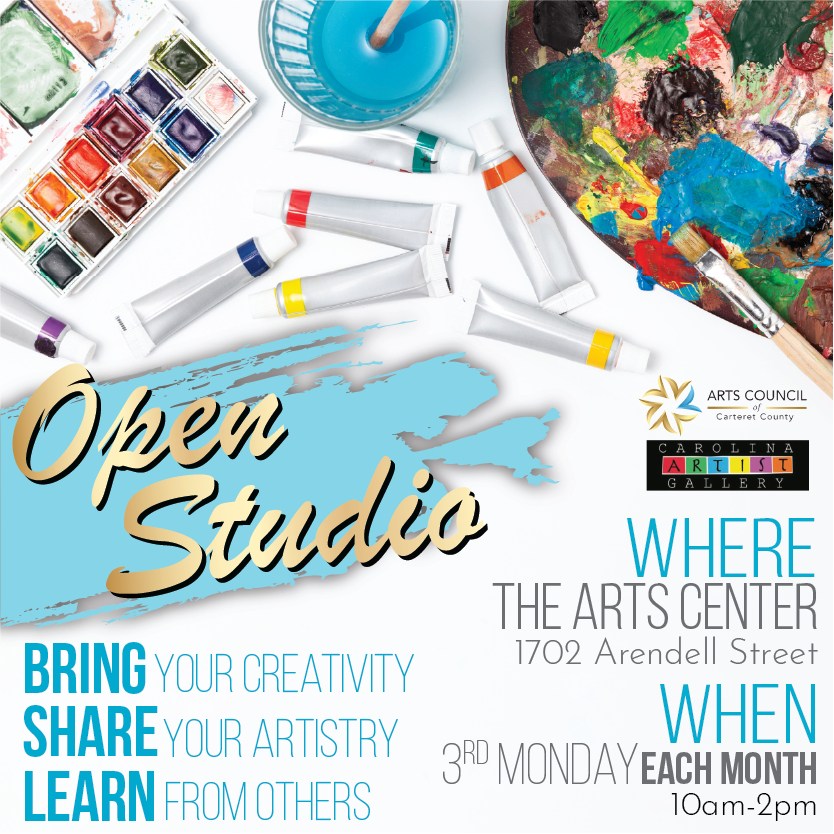 🗓️ Join us this upcoming Monday, February 16th, at 10am for our OPEN STUDIO, followed by ART JAMZ at 2pm!
The Arts Council of Carteret County and the Carolina Artist Gallery host a monthly non-instructive creative collective. Take advantage of this opportunity to create with fellow artists in an atmosphere of acceptance and fellowship. Bring all of your materials and a bag lunch, and come learn together!
Can't make it this time?! This opportunity repeats each month on the third Monday - make plans to attend future sessions now!
👉 After Open Studio at 2pm, Art Jamz will provide a network of support; a place to feel connected and confident in your art! It is powerful to have a supportive community to grow with. Come join us for discussion and if you want to bring your art to share, please do! 🖼 Art Jamz is FREE and open to all!
*What: OPEN STUDIO
*When: Monday, February 16 from 10am-2pm (and the third Monday of each month)
*Cost: Free to all ACCC members, $5 to the public (cash only)
*Where: ACCC Arts Center, 1702 Arendell Street
*More Info: ArtsCouncilCarteret.org
*What: ART JAMZ
*When: Monday, February 16 from 2-4pm (following Open Studio)
*Who: ACCC Members and CAG Resident Artists
*Where: ACCC Arts Center, 1702 Arendell Street
*More Info: ArtsCouncilCarteret.org
#artscouncil #arttogether #carteretcountyarts #crystalcoast #openstudio #painttogether #critiquesession #artcritique
