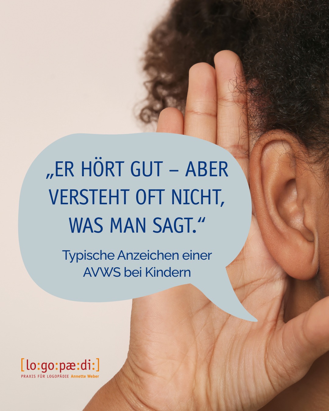 „Er hört gut – aber versteht oft nicht, was man sagt.“ 😔
Das kann ein Hinweis auf eine Auditive Verarbeitungs- und Wahrnehmungsstörung (AVWS) sein. Das ist eine Störung der Verarbeitung der gehörten Information.
Diese Kinder haben normale Hörfähigkeit – aber Schwierigkeiten, das Gehörte richtig zu verarbeiten.
🔎 Typische Anzeichen:
→ Schwierigkeiten beim Nachsprechen von Wörtern
→ Probleme beim Verstehen in lauter Umgebung
→ Geringe Merkfähigkeit bei Lauten, Silben, Reihenfolgen
→ Reagiert verzögert auf Sprache
Eine logopädische Diagnostik kann hier gezielt weiterhelfen.
Wichtig: AVWS ist nicht gleich Hörstörung – und kann mit gezielter Unterstützung gut begleitet werden. 😌
#avws #kinderlogopädie #logopädiesalzkotten #annetteweber #logopädiepraxis #kommunikation #therapiekonzepte #salzkotten #sprachförderung #ratgeber