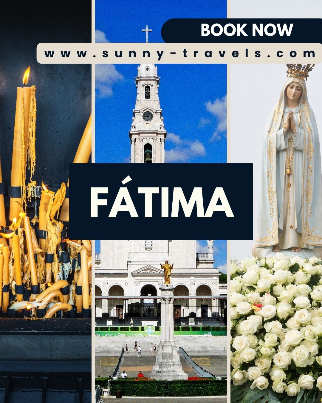 Experience the spiritual heart of Portugal with our private Fátima Tour.
🌟 Top 5 Things to See in Fátima:
1️⃣ Sanctuary of Fátima – The iconic religious site visited by millions every year.
2️⃣ Chapel of the Apparitions – The exact spot where the Virgin Mary is said to have appeared to three shepherd children in 1917.
3️⃣ Basilica of the Holy Trinity – One of the largest modern Catholic churches in the world.
4️⃣ Shepherds' Houses in Aljustrel – Discover the humble homes where Lucia, Francisco and Jacinta lived.
5️⃣ Way of the Cross & Hungarian Calvary – A peaceful path of reflection through nature and faith.
🕊️ Our tours are comfortable, flexible, and always guided with care and knowledge.
➡️ Book your experience now at: www.sunny-travels.com