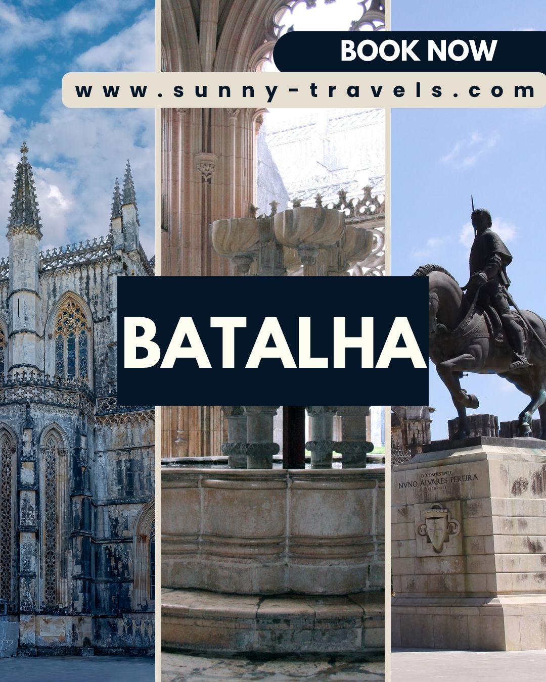 Step into Portugal’s Gothic glory with our private Batalha Tour.
🏰 Top 5 Things to See in Batalha:
1️⃣ Batalha Monastery (Mosteiro da Batalha) – A UNESCO World Heritage Site and masterpiece of Gothic architecture.
2️⃣ Founder's Chapel – The final resting place of King João I and Philippa of Lancaster.
3️⃣ Unfinished Chapels (Capelas Imperfeitas) – Mysterious and majestic, they were never completed but leave a lasting impression.
4️⃣ Royal Cloisters – Walk through peaceful, stone-carved corridors rich with history.
5️⃣ Tomb of the Unknown Soldier – Guarded by sentinels, it pays tribute to the Portuguese soldiers of WWI.
🌟 Discover one of Portugal’s most important historical sites in comfort and with expert guidance.
➡️ Book your private tour now at: www.sunny-travels.com