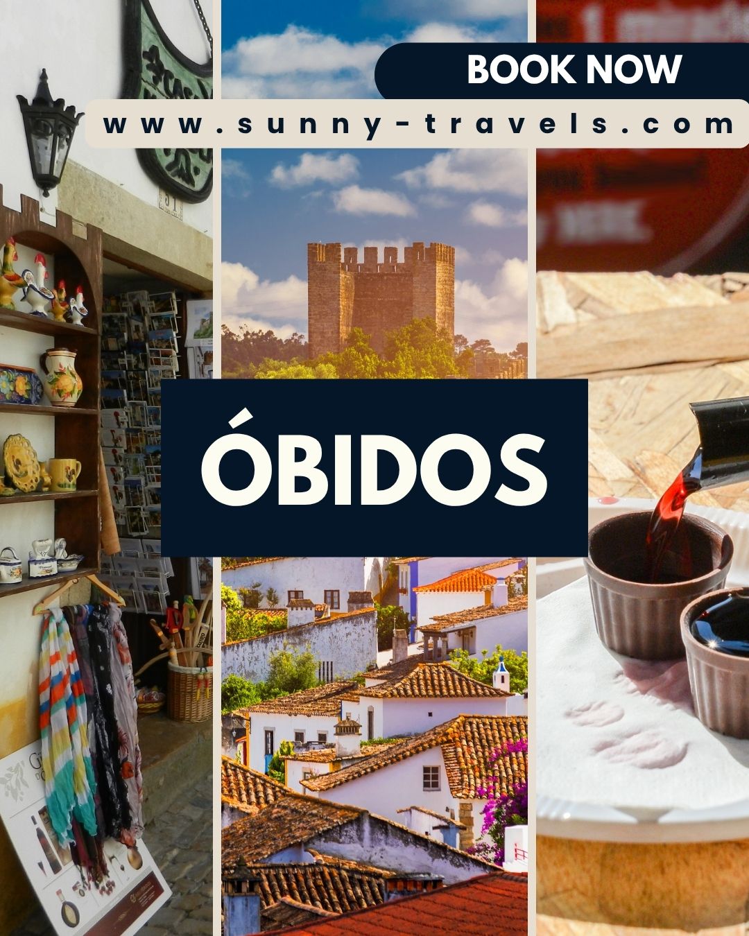 Wander through the fairytale charm of Óbidos on a private tour made for curious travellers.
🏰 Top 5 Things to See in Óbidos:
1️⃣ Óbidos Castle – A medieval fortress that offers stunning views and history in every stone.
2️⃣ Historic Town Walls – Walk along the well-preserved walls that encircle the village.
3️⃣ Rua Direita – The main cobbled street full of traditional shops, bookshops and artisan delights.
4️⃣ Igreja de Santa Maria – A beautiful Renaissance church located right in the heart of the town.
5️⃣ Ginjinha de Óbidos – Taste the famous cherry liqueur served in a chocolate cup — a sweet must!
🌸 From blooming bougainvillaea to ancient legends, Óbidos is the perfect destination for a picturesque and cultural escape.
➡️ Plan your magical day with Sunny Travels: www.sunny-travels.com