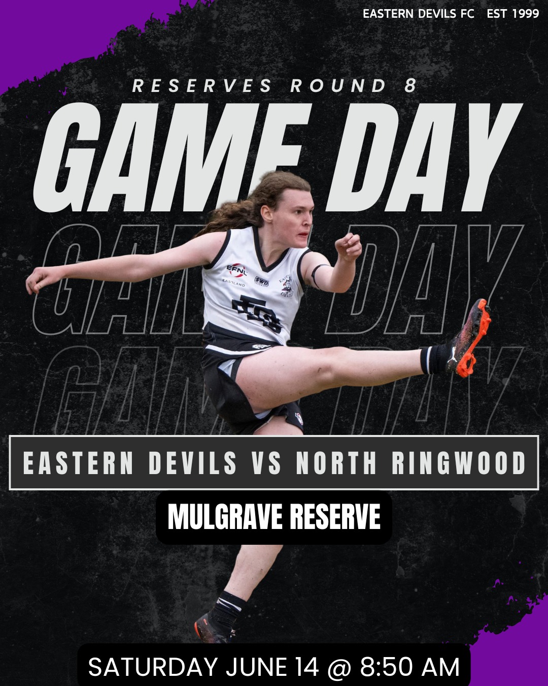 WE ARE BACK!
After a bye for the long weekend, both teams will be back at home to kick off the second half of the season. The reserves will be playing at 8:50 against North Ringwood and the seniors match against South Belgrave will follow at 10:40
Get down to support 🖤
