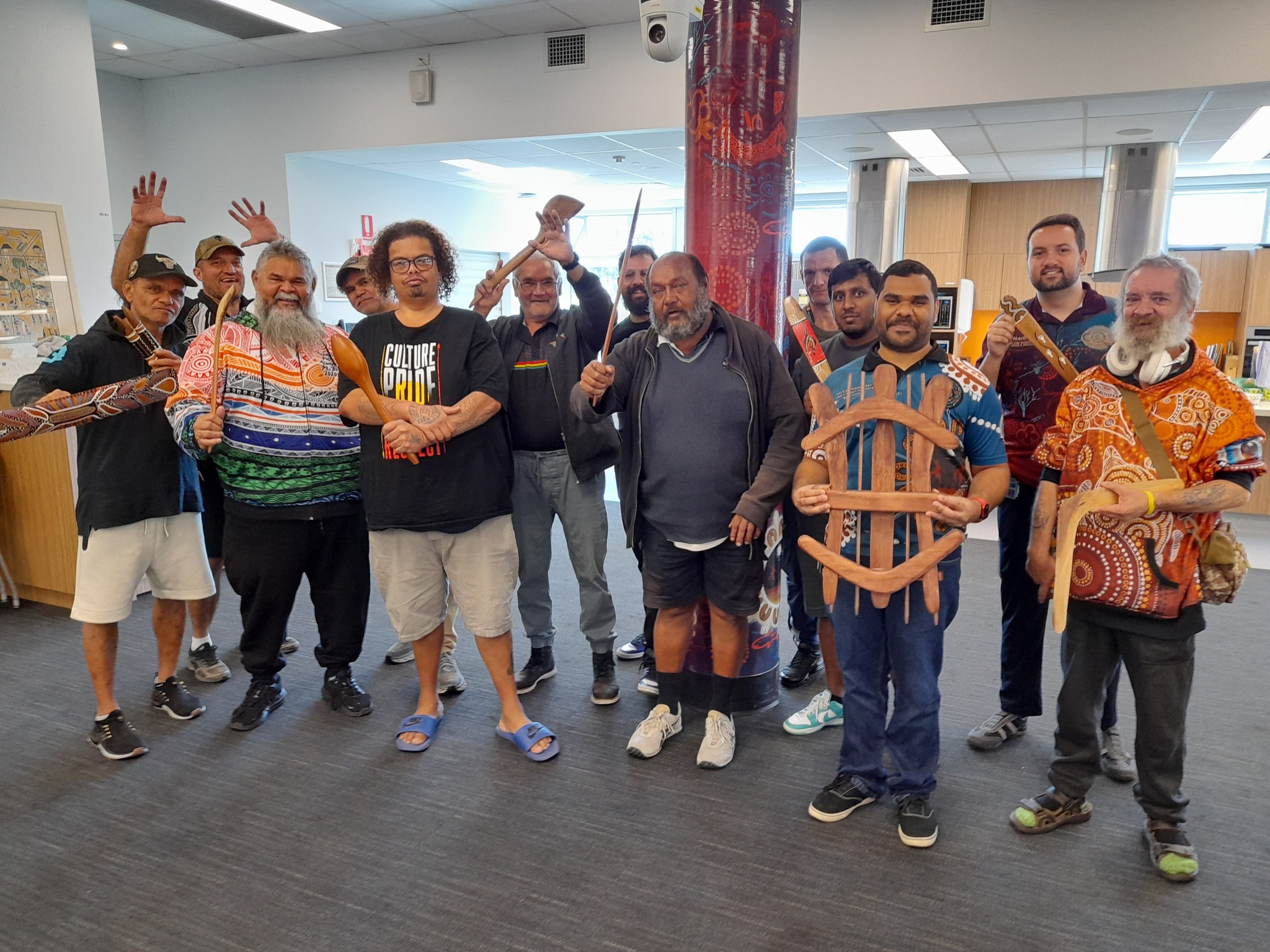 Today I had the pleasure of teaching our mob at the Inala Aboriginal and Torres Strait Islander Men's Group on how to put together a 'Shadow Box'. I also showcased some my Indigenous artefacts and hung out with the men and had a good yarn.