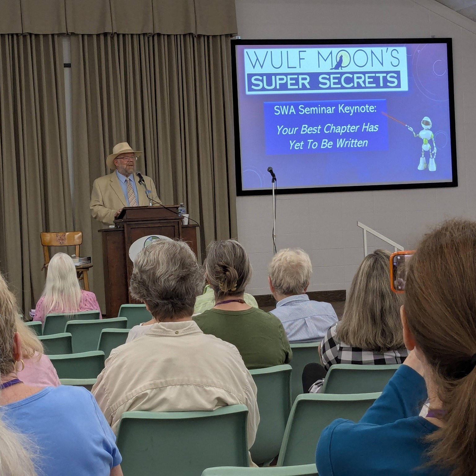 I just wanted to take a moment to share about my experience at the Southeastern Writers Association Conference last week... Here are just SOME of the highlights:
--I met a LOT of wonderful, kind, super-supportive people. The SWA group truly is a gem!
--I've been mentoring online with Wulf Moon (@wulfmoon1) for several years, but I got to meet him in PERSON finally at SWA (he was the keynote speaker) and also meet several other Wulf Pack!
--I heard several interesting, experienced speakers I'd never heard from before, and learned some new things!
--I placed in FOUR of the writing contests at the conference!
--I sold several books in the on-site bookstore!
--I agreed to join the SWA board as an auxiliary member. :)
This event truly was a blessing, and I'm so grateful for the Wulf Pack Writers Scholarship that made it possible for me to attend! I am definitely staying involved as a member of the Southeastern Writers Association, and I'm already trying to figure out how to make it back next year! ;)
THANK YOU to Southeastern Writers Association for such a warm welcome and such a lovely event.
And thank you again to the Wulf Pack for helping send me there. I'm so glad I went!
(And thank you to my husband, who came with me for support since I've been dealing with some health issues, and took these amazing pictures! <3)