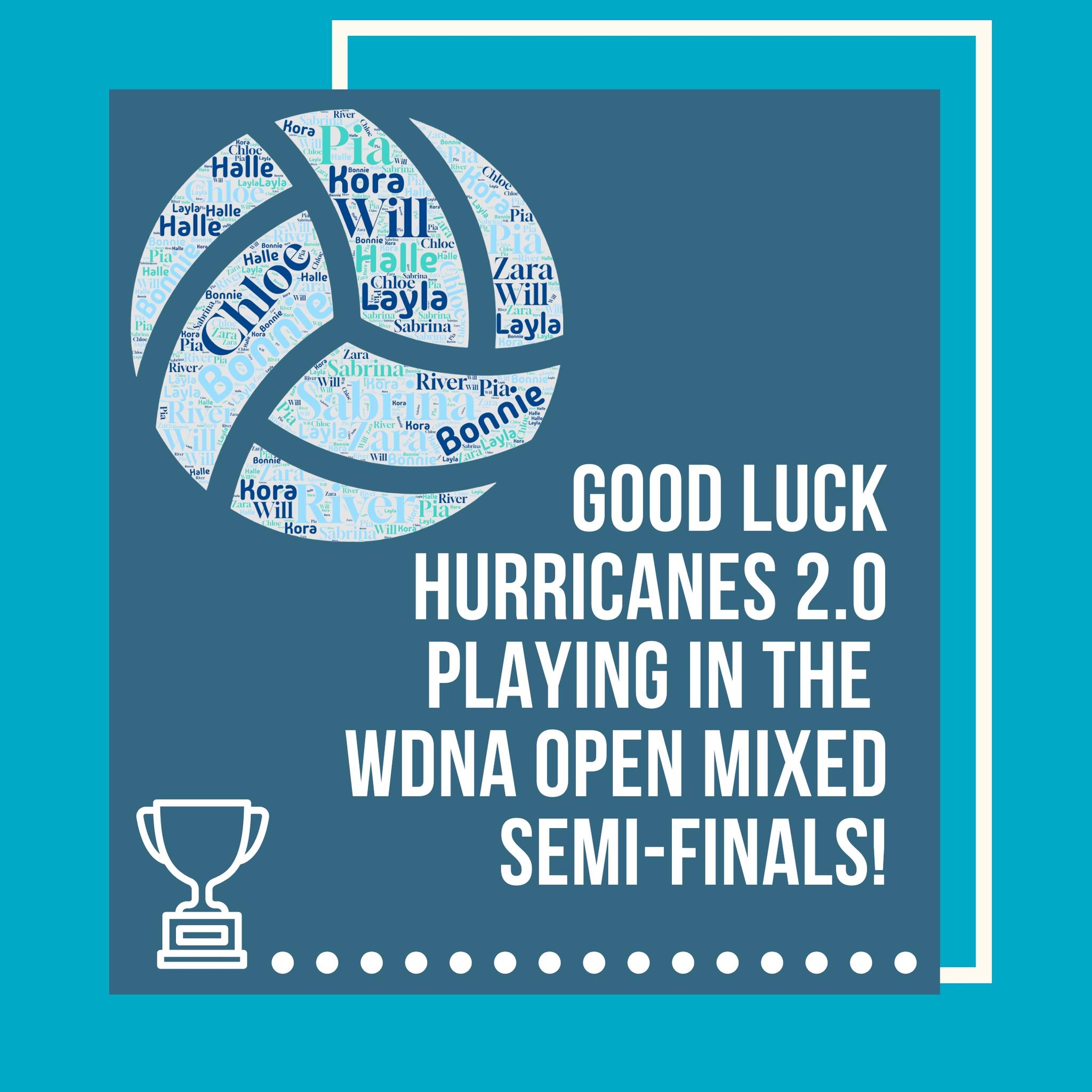 Good luck to our Hurricanes 2.0 as they hit the court for the WDNA Open Mixed SEMI-FINALS this weekend! đĽđ Letâs go team! đŞ