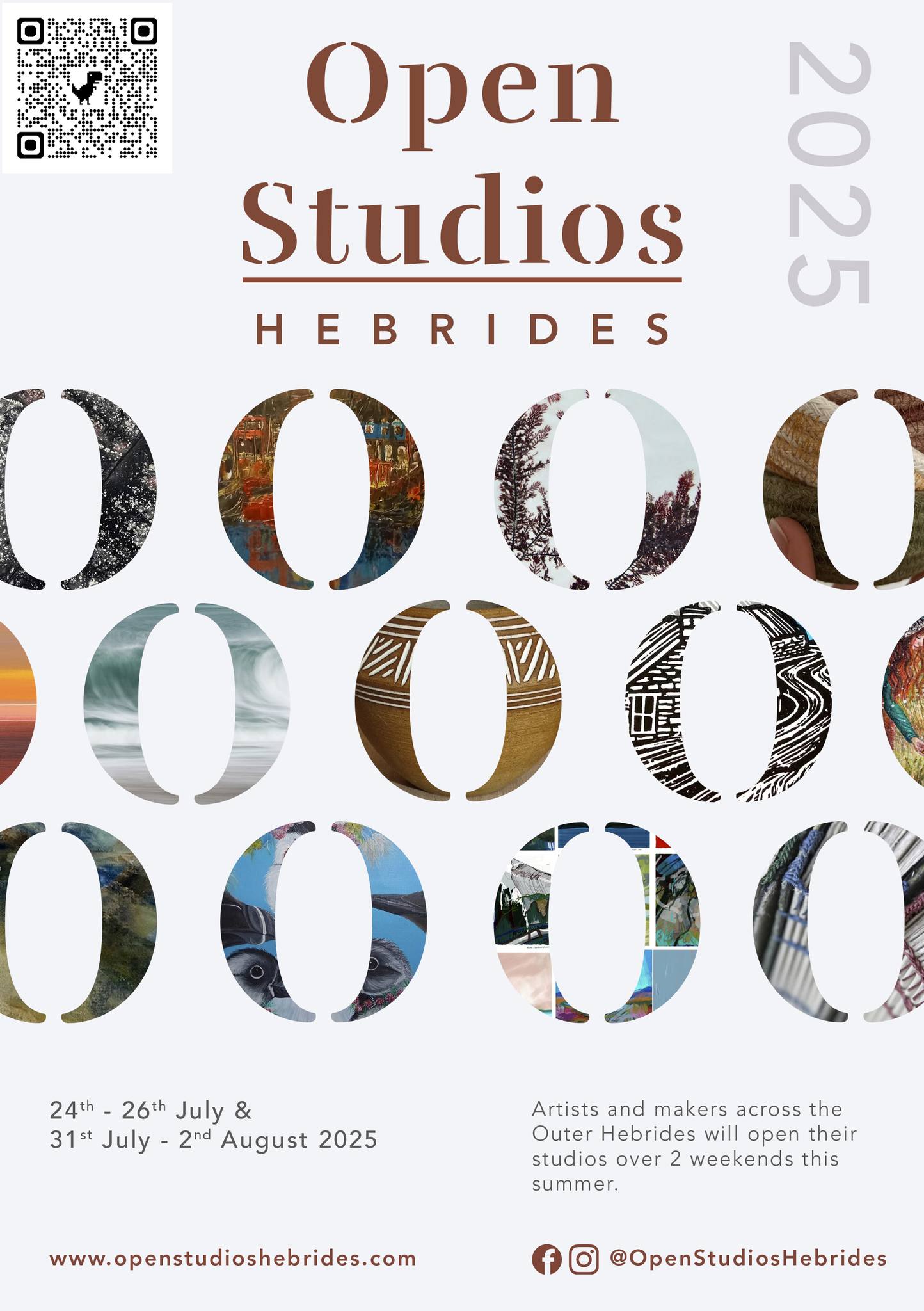 Open Studios Hebrides 2025 is here!
Save the dates!
24 - 26 July & 31 July - 2 August
The new brochure is available and will be appearing alongside our posters around the islands.
For more information, visit our website.
#OpenStudiosHebrides #OpenStudios #LocalArtistShowcase #OuterHebrides #IsleOfLewis #IsleOfHarris #Crafts #ArtsAndCrafts #Artists #ScottishArtistsAndMakers #Stornoway #Hebrides