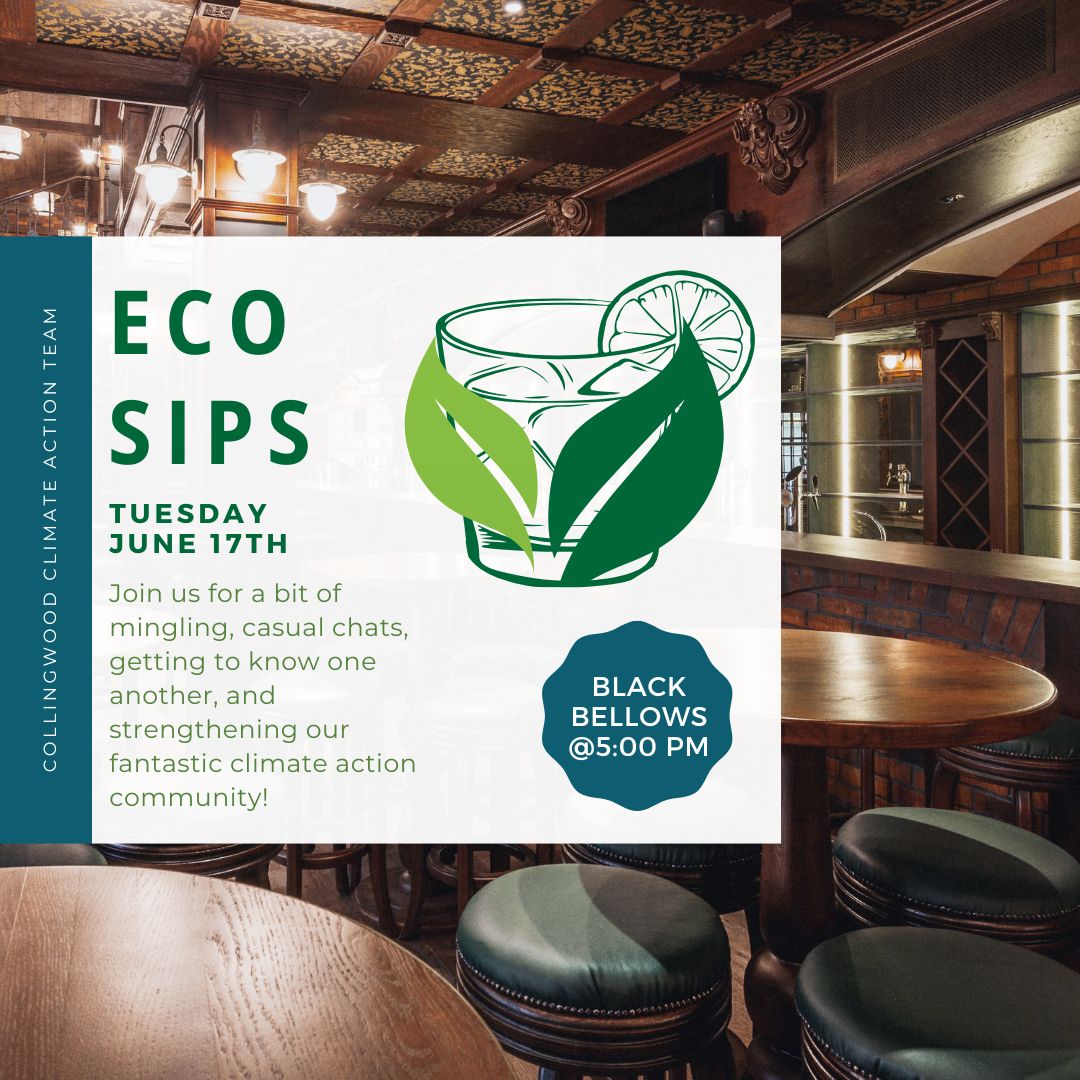 It's PATIO season! *New* Time - 5:00 - 7:00 PM. #ecosips #collingwood #social #volunteershangout #climatevolunteers #collingwoodontario