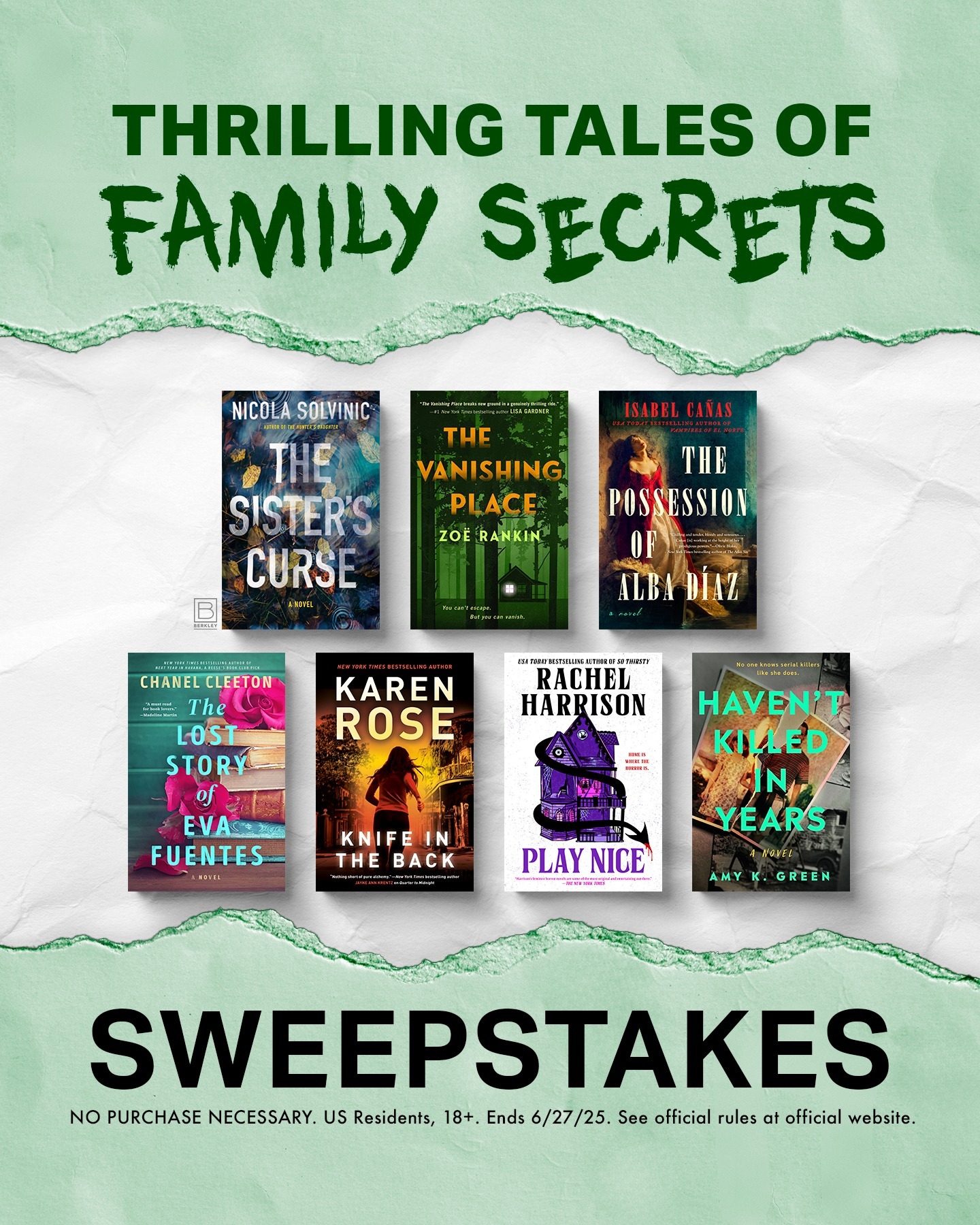 I’m thrilled to share that my second book, The Sister’s Curse, is part of @berkleypub's Thrilling Tales of Family Secrets Sweepstakes - a spotlight on their amazing lineup of upcoming titles! The sweepstakes runs June 18-27 and I’m so excited to be included.
🎉 Enter to win here: (link in bio)
#nicolasolvinic #thesisterscurse #mysteryauthor #crimeauthor #thrillerwriter #criminology #crimefiction #crimethriller #crimenovel #suspensenovel #thrillerbook #murdermystery #mysteryreads #booklovers #bookclub #newrelease #bookreview #sweepstakes