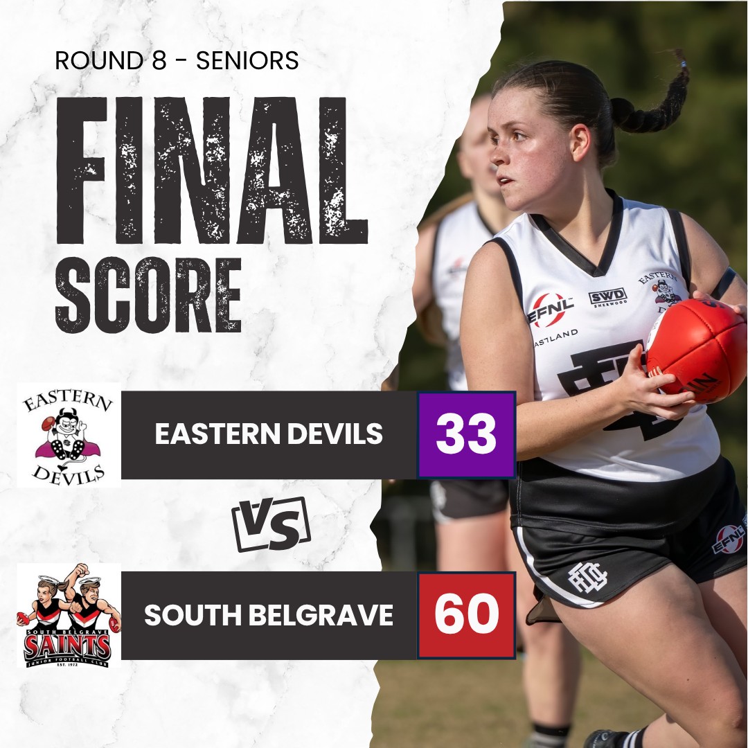 Results didn't go our way in round 8 but we'll be ready to bounce back next week! 😈💪
Best Players:
Seniors - Jess Mourney, Taylah O'Hagan, Taelyn Ross, chloe stratton, Jemma Owen, Hayley Thompson
Reserves - Jen Goldsworthy, Katelyn Trotter, Zara Langton, Emily Chalmers, Jessica Coyle, Kelsey Reade