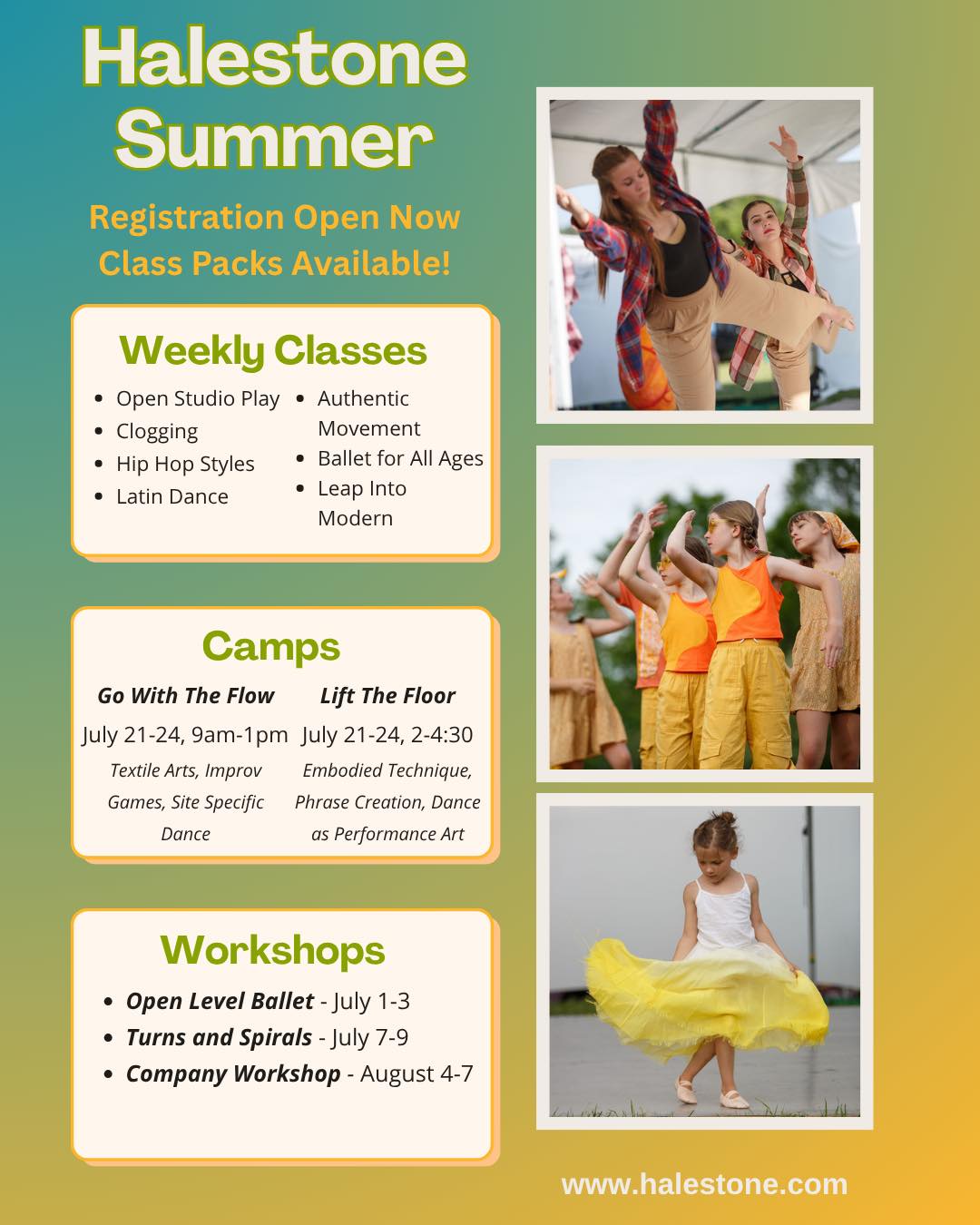 Reserve your spot now for our Summer Dance Season! Halestone has options for all ages, abilities, and interests. Register now at halestone.com and grab a class pack to save!
#halestonedancestudio #halestone #anyoneandeveryonecandance #communityinmotion #rockbridgecountyva #lexingtonva #buenavistava #movement #SummerDanceProgram #summerdance2025 #summerdancecamp #summerdanceclasses #summerdance #outdoordance