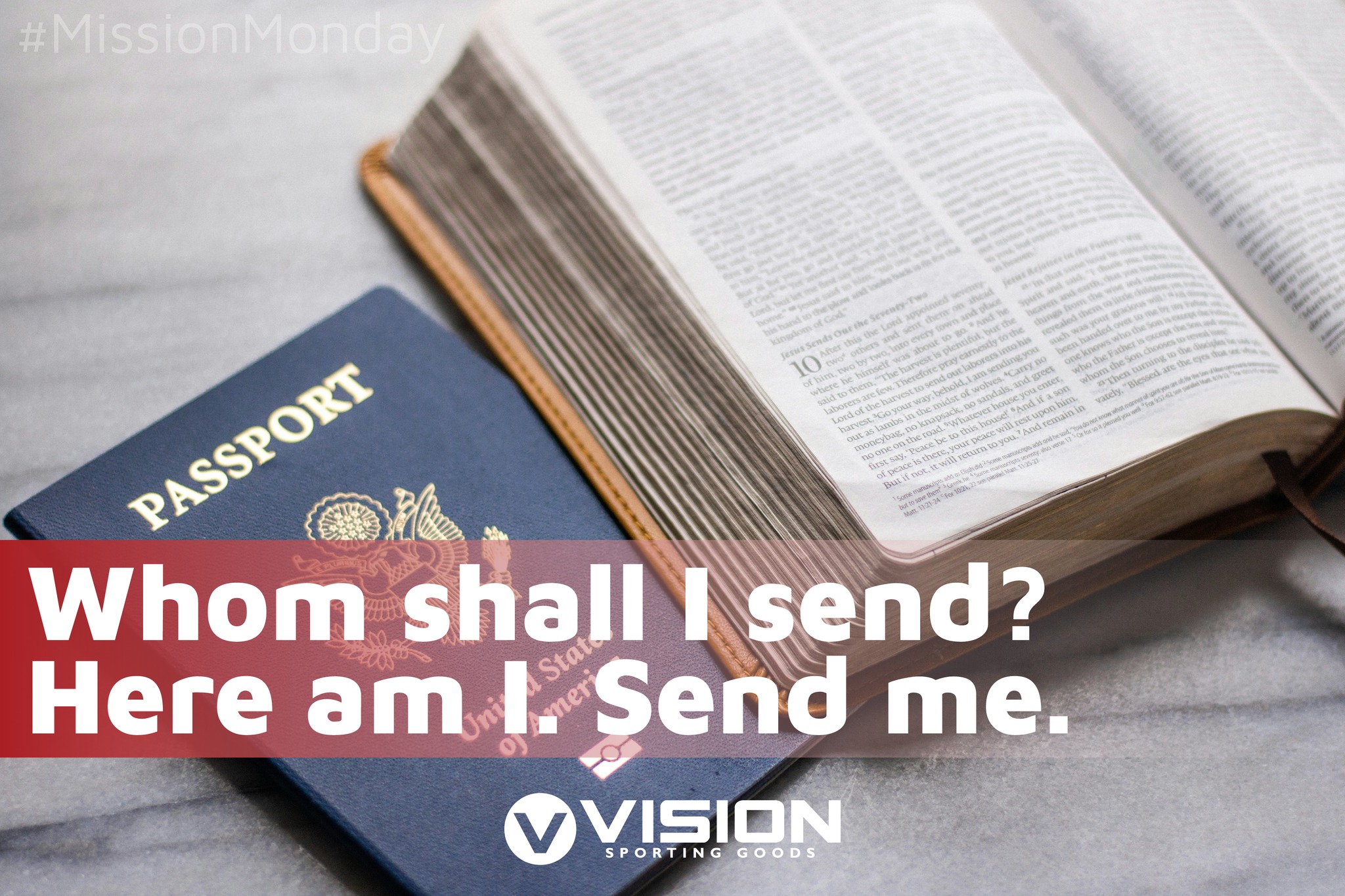 ✈️📖 Passport ✔️
Bible ✔️
Heart ready to say “Send me” ✔️
⠀
God asked, “Whom shall I send?”
And we say—Here I am. Send me.
⠀
At Vision Sporting Goods, we believe every athlete, coach, and teammate has a mission beyond the field. Missions trips, outreach, and service aren’t extras—they’re the heartbeat of who we are.
⠀
Let’s go. Together.
#MissionMonday #PurposeBeyondTheGame #HereAmI #SendMe #TeamOnAMission #VisionSportingGoods