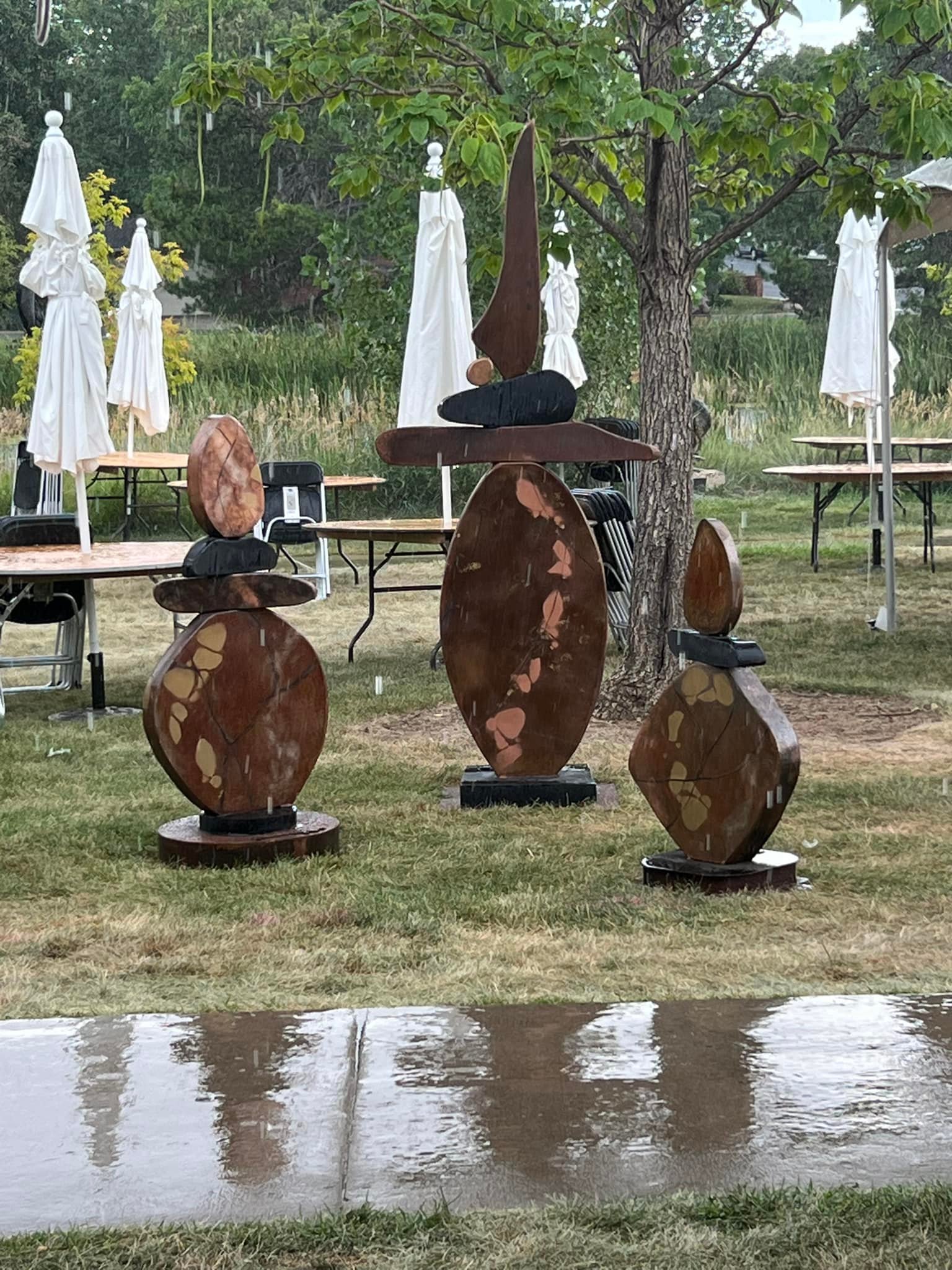 Best volunteers ever, thank you Sculpture in the Park, set up in the rain was a breeze.