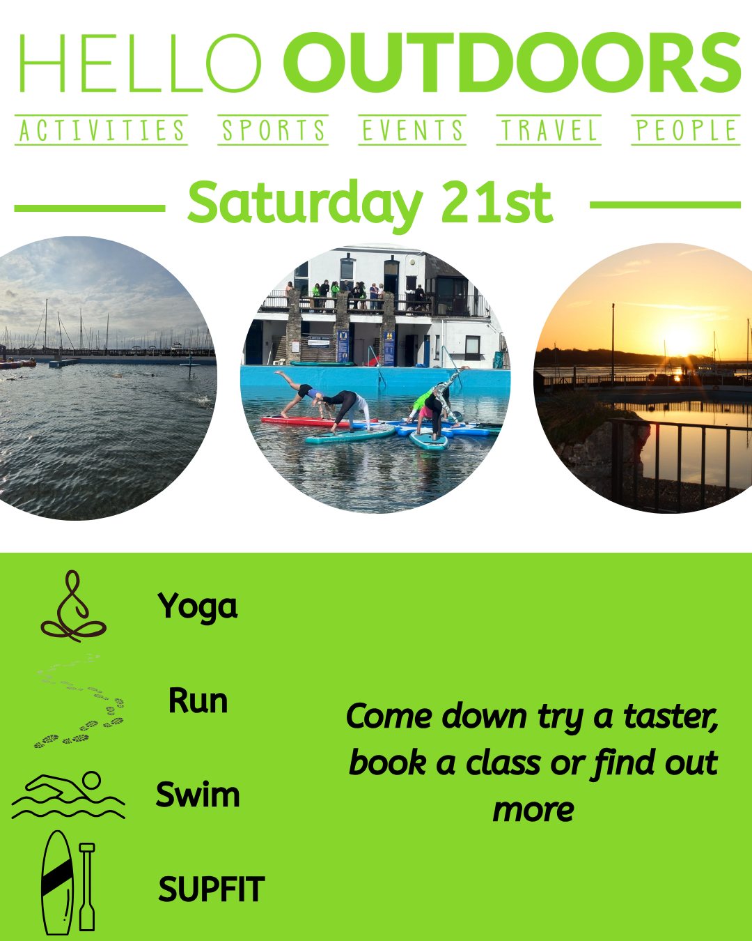 This weekend try Yoga, Run, Swim or SUPFIT (Paddleboarding)
Whether you have been to us before or not, pop down to our HQ aka The Retreat, give a session a go, have a Paddleboard taster, chat with us with a complimentary tea or coffee in hand to find out more about us, what we offer and how to get involved
No need to pre book, just come down from 7am until 11am to try something new or just have a great morning!
#yoga #sup #paddleboarding #swim #newforest #lymington