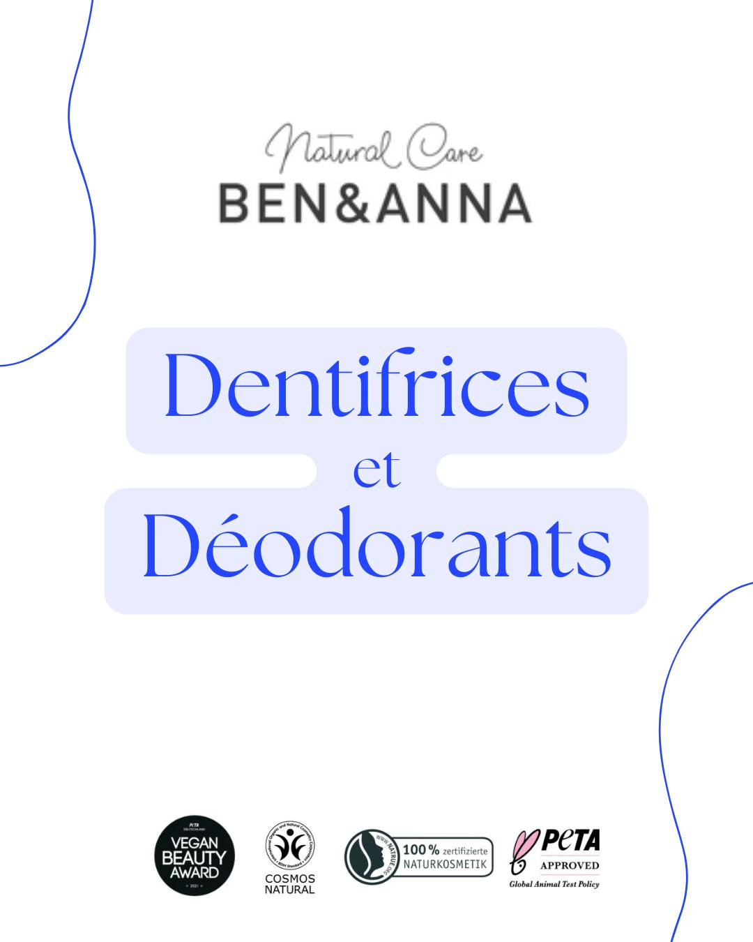 Découvrez la marque de cosmétiques allemande Ben&Anna chez Moëha 🙂Des dentifrices et déodorants, éthiques et au nombreuses qualités, vous attendent en boutique ! 🛍
Dentifrice BLACK : charbon actif, protège contre la carie, contient de l'argousier et de la camomille
Dentifrice SENSITIVE : contient de l'Aloe Vera/argousier/camomille, adapté aux dents sensibles, nettoie en douceur
Dentifrice WHITE : contient de la sauge, protège contre les radicaux libres
Dentifrice WHITE fluoride : blanchissant, lutte contre le tartre et la carie,
garantit le respect de l’émail dentaire, argousier/menthe/sauge
Déodorants :
. 6 compositions parfumées naturelles, protègent contre l’humidité et les odeurs grâce au bicarbonate de soude
. Consistance crémeuse avec du beurre de karité nourrissant et des huiles végétales
. Sans microplastiques et aluminium, ne graissent pas et ne collent pas
#cosmétiquebio #cosmetiquebiologique #cosmetiquenaturel #CosmétiqueNaturel #cosmétiquevegan #deodorant #déodorant #déodorantnaturel #deodorantsolide #dentifriceenpot #dentifricebio #dentifricebio #DentifriceNaturel #dentifricenaturel #brosseadent #brosseàdent #cosmétiquevégétale #benetanna #benetannadeodorants #vannes #vannesbretagnesud #centrevillevannes #boutiquevannes