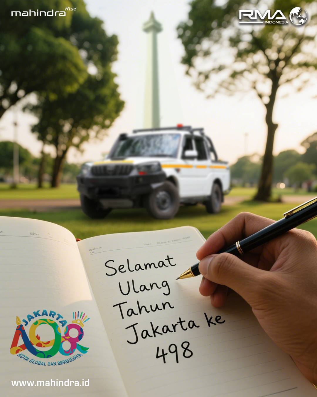 Selamat ulang tahun ke-498 untuk Jakarta, kota yang memadukan semangat kosmopolitan dengan kekayaan budaya Betawi dan Nusantara. Teruslah tumbuh sebagai kota global yang modern tanpa melupakan akar budaya yang kaya.
Maju terus sebagai pusat kreativitas, kolaborasi, dan keberagaman dunia!
.
#jakarta #ulangtahunjakarta #MahindraScorpio #PikUpKeren #MahindraIndonesia #YourPartnerInSuccess #RMAIndonesia #mahindra4x4 #mining #plantation #farming #miningindonesia #minerals #coal #tambang #sobatenergi #ESDM #miningexpo #agriculture #agriculturelife #tipsandtrick #pertanian #perkebunan #pertambangan #fleet #fleetrental #rentalfleet #pickuprental