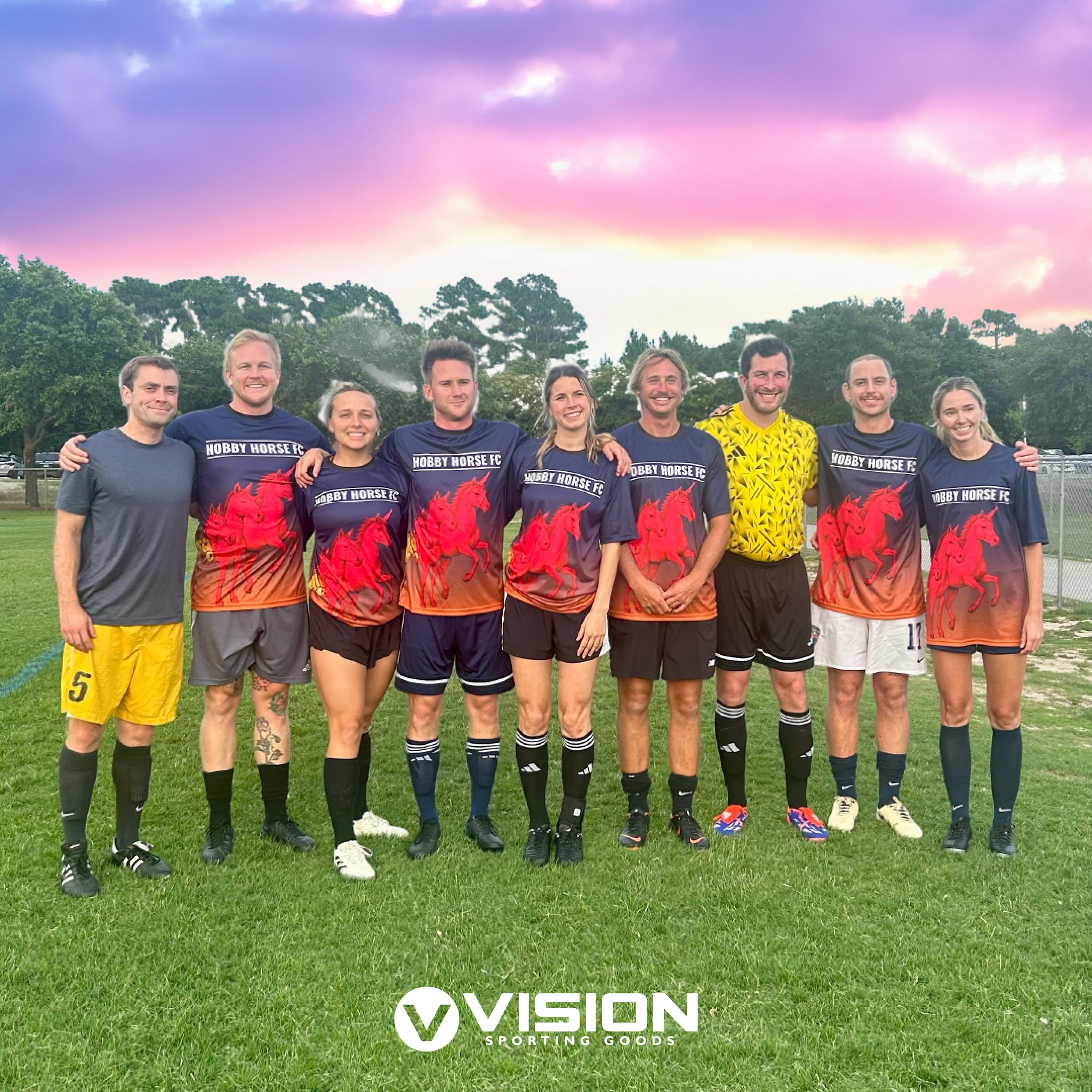 🧵 #ThreadsThursday is galloping in hot! 🐎🔥
We teamed up with Hobby Horse FC—a city league team in Wilmington, NC—to create these legendary kits, and we’ve gotta say… these uniforms are great!
Just a reminder: Vision Sporting Goods doesn’t only serve schools, churches, and travel ball clubs. We make rec league dreams come true, one custom design at a time.
Want your squad to turn heads before the first whistle blows? Let’s make it happen. 👇
email us at brock@teamvisionsports.com or call 919-521-4300
#VisionThreads #CustomUniforms #CityLeagueDrip #PurposeBeyondTheGame #WilmingtonNC #HobbyHorseFC #RecLeagueRoyalty