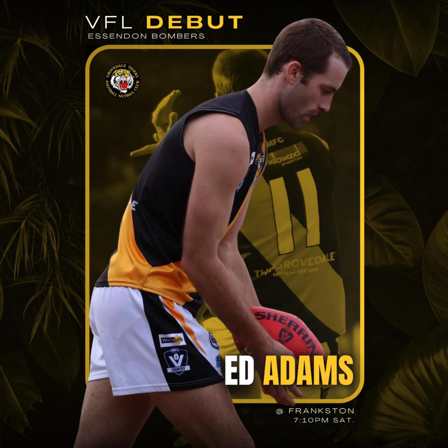 Congratulations to Ed Adams who has been named to make his VFL debut this weekend for the Essendon Bombers against Frankston. Go well Ed!