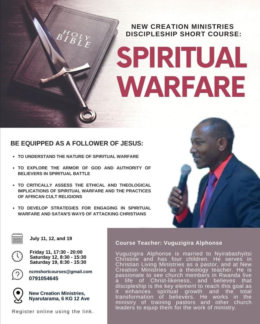 Join us for a short course on Spiritual Warfare! Register here: https://forms.gle/7hDchaBvXNt9cYyD6
