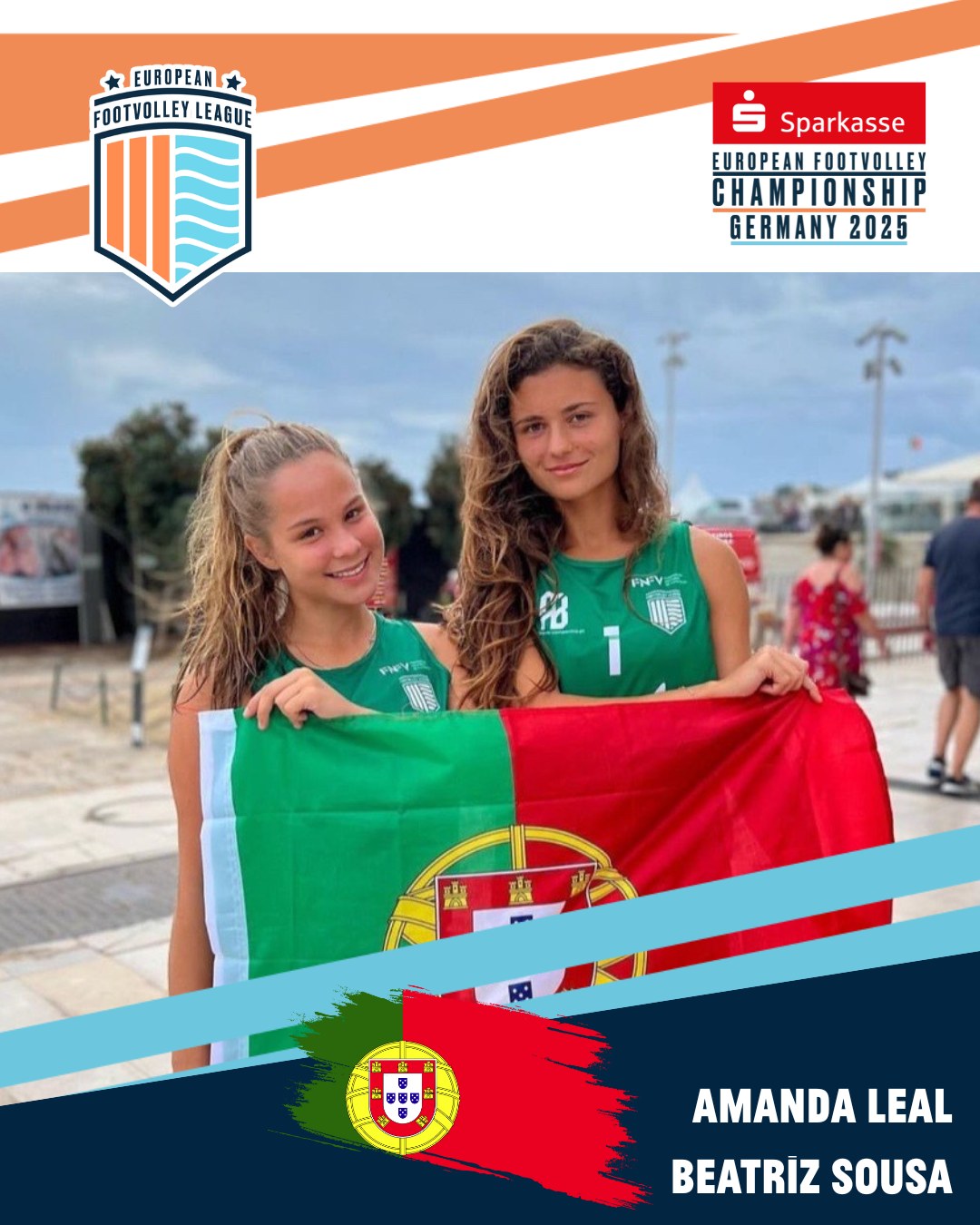 These are our teams for the European Footvolley Championship, taking place from Friday, 27 June to Sunday, 29 June 2025!
Team spotlight on POR: Amanda Leal & Beatriz Sousa🔥