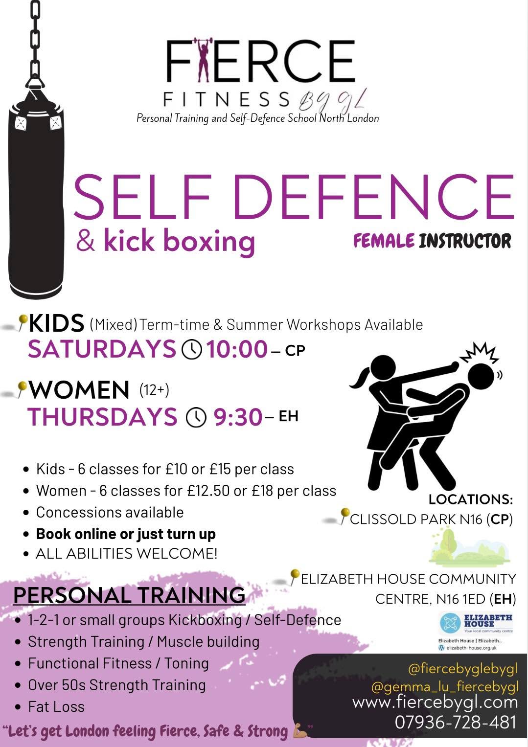 🛡️ WOMEN’S SELF-DEFENCE | THURSDAY MORNINGS 🛡️
💥 Feel stronger. Walk safer. Own your power.
Join us every Thursday at 9:30 AM at Elizabeth House Community Centre, N5 1ED for a powerful, supportive self-defence session designed specifically for women.
👊 What you’ll gain:
✅ Real-life self-defence skills
✅ Boosted confidence and awareness
✅ Friendly, no-judgement environment
✅ Suitable for all fitness levels
💸 Book in bulk to save!
Discounted multi-session bundles available online.
🎟️ Concessions available – must be paid in person with valid proof (e.g. student ID, benefit letter, etc.)
🔗 Reserve your space:
www.fiercebygl.com/services
📲 Or message 07936728481 to book directly
Led by Fierce Fitness by GL – committed to helping women feel safe, strong, and empowered.
Let’s rise together 💪
#WomensSelfDefence #FierceByGL #Empowerment #SelfDefenceTraining #StrongerTogether #IslingtonEvents