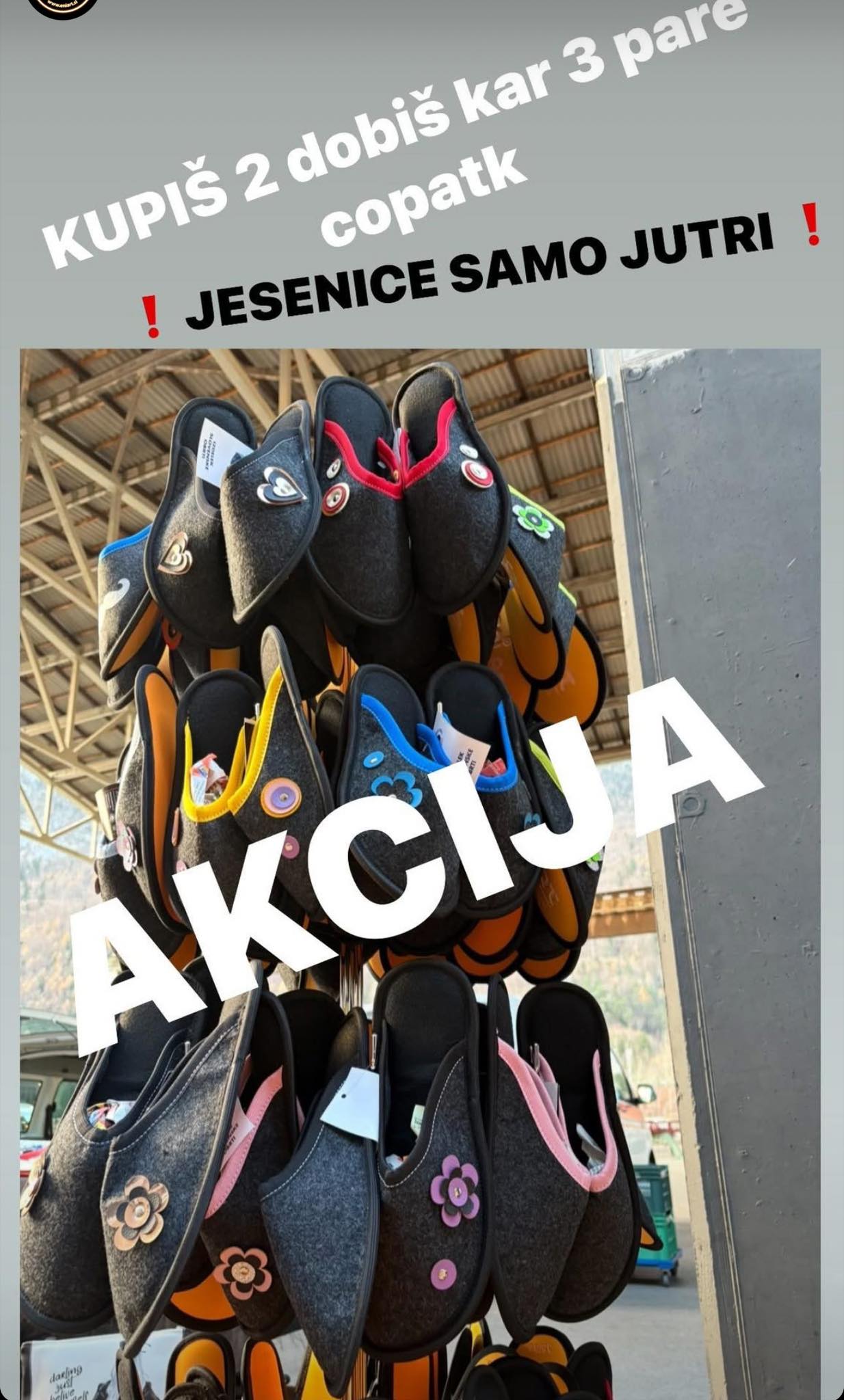 ‼️JUTRI NA JESENICAH ‼️
KUPIŠ 2 para copat DOBIŠ KAR 3 pare 1 par gratis 😉