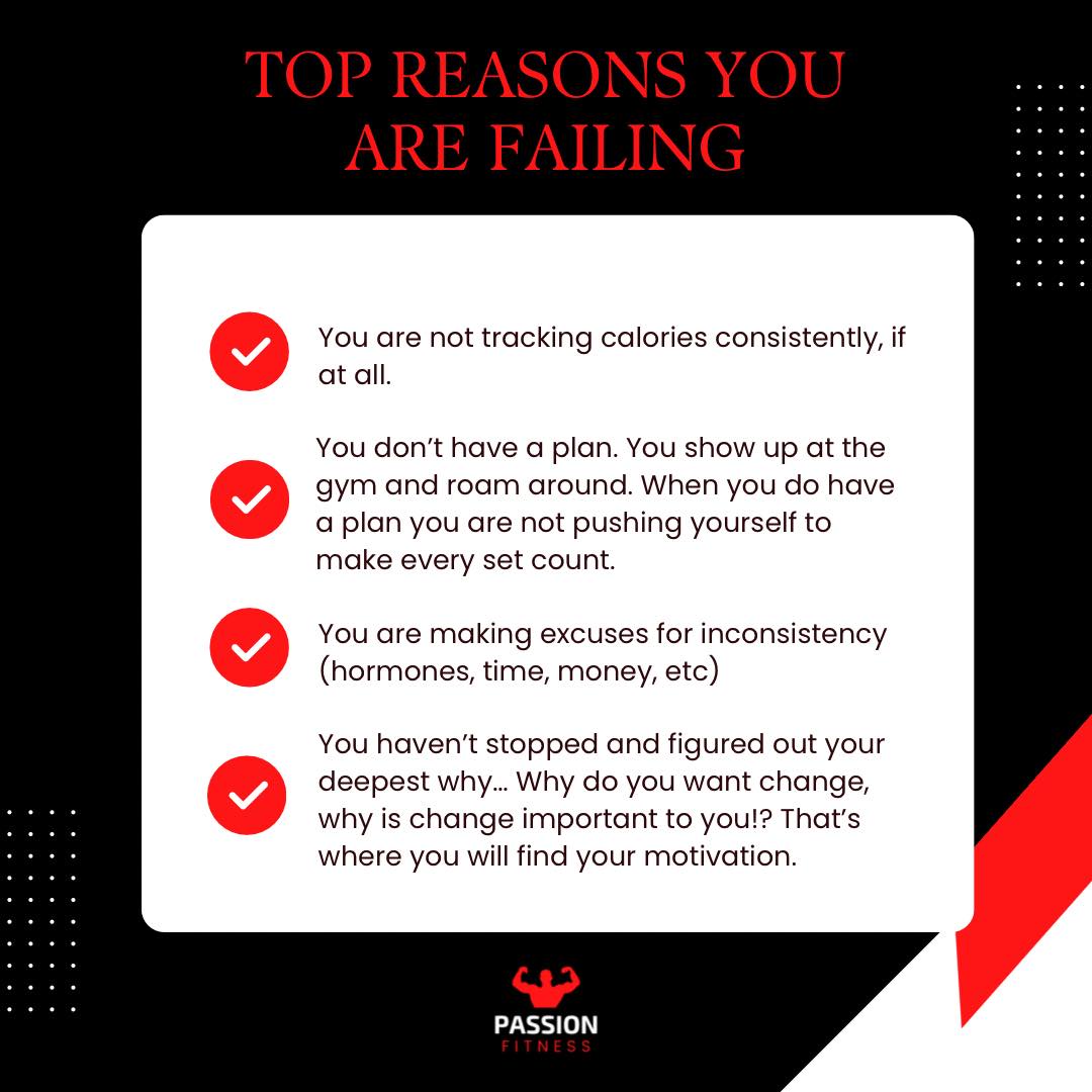 Get your 💩 together! Sometimes the answer to the lack of results in a weight loss program is right in front of you.
I can’t tell you how many people try to lose weight aren’t successful and then blame age,hormones, or something else when they just are not tracking how much they eat and or not being consistent.
When you go to the gym it SHOULD BE challenging. It’s not supposed to be a cake walk. Progression is really the key here. Progressively try and work towards lifting heavier, more reps, more sets, faster or slower tempos, shorter rest times… there are many things that you can implement that will give you progression!
Ultimately it’s on you to get past your excuses and figuring out your why, in most cases… is what propels you past that. Dive deep and see what is inside of you that makes you want to lose weight I can tell you that it’s most likely not just to look good… why you do want to look good? What would that do for you if you were to get that change ? How would that make you feel? How might that change you as a person?
Anyone is capable of getting great results. Cut back on your limiting self beliefs, figure out your why, and don’t look back! Take it one day at a time and let the days build on each other! Then one morning you will wake up and realize you have made it. Go get those results!