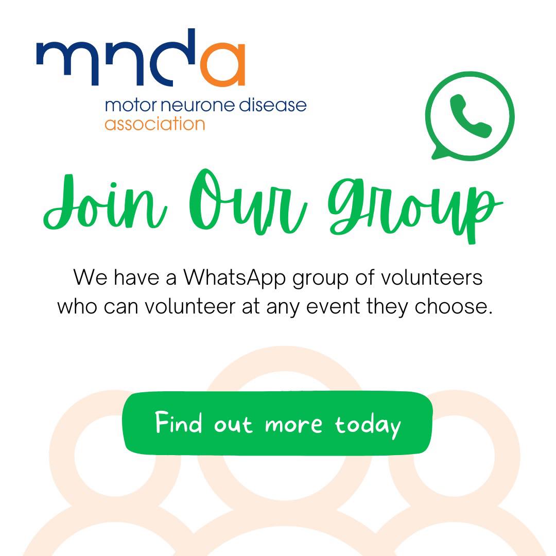 If you would like to be more connected to our MND fundraising community then please join our volunteer whats app group! Here we will post information about MND fundraising events near you and opportunities to support, big and small.
If you are interested please DM for more details.