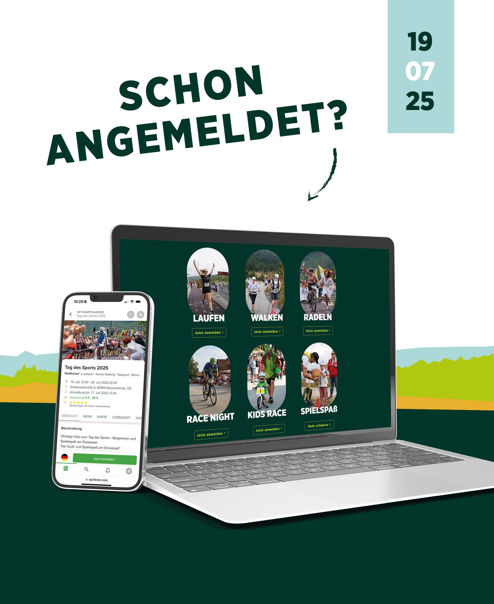 Anmeldefrist für den Tag des Sports nicht verpassen! 🚨
Bald ist es soweit! 🔥
Am Samstag ist bereits der Tag des Sports und ihr habt noch bis Donnerstag, den 17.07.2025 bis 13 Uhr Zeit euch anzumelden! 📢
❗️Nachmeldungen müssen nicht sein, wenn ihr jetzt schon sicher wisst, dass ihr an den Start geht. Für unsere Helfer wäre es eine große Erleichterung! 😉
Und: Als Nachmelder hat man keinen Vorteil, den alle Starten an der gleichen Startlinie 😉
Aber natürlich freuen wir uns auf jeden einzelnen Starter! 🎉💪
und Nachmeldungen sind natürlich möglich🤗
#JetztAnmelden #TagDesSports2025 #ChallengeAccepted #TeamSpirit #EinZielVorAugen #tagdessports #dreisesselgemeinde #quälspass #quälspassamdreisessel #dreisesselberg #dreisessel #spielspass #kidsrace #racenight #laufen #mtb #walken #bergrennen