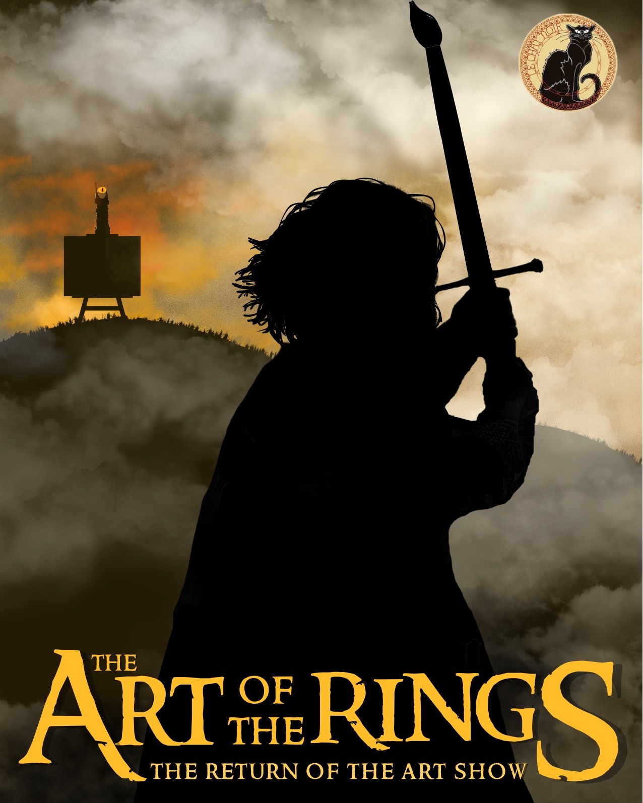 Fly you fools to the Art of the Rings, Return of the Art Show series finale at Le Chat Noir! Enjoy local artist's fan art inspired but the Lord of the Rings universe as written by J.R.R. Tolkien, a showing of the Return of the King extended edition, themed food and drinks at the reception on July 11th from 6:00 p.m. - 9:00 p.m. Costumes encouraged but not required.
This is the last in a series of Lord of the Rings themed fan art exhibitions. You won't want to miss it!
Free and open to the public! Children under 18 must be with a parent at all times. Graphic content may not be suitable for all viewers. Viewer discretion is advised. Patrons must be 21 years of age or older, with an valid picture ID, to consume alcohol at the Le Chat Noir bar.
#artoftherings #aotr #lordoftherings #fanart #lotr #jrrtolkien #augustaarts #loveaugustaarts #supportlocalartists