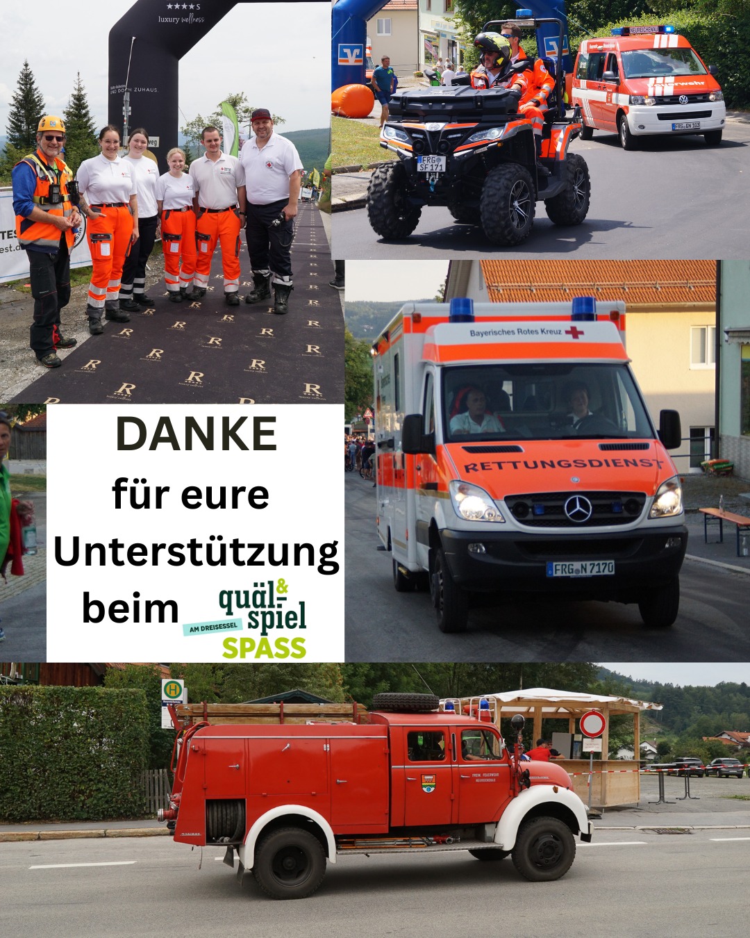 EINSATZKRÄFTE 🚨
Auch in diesem Jahr stehen am Tag des Sports die Einsatzkräfte wieder vor Ort, falls es zu einem Notfall kommen würde 👍⛑️
Vielen Dank an unsere Rettungskräfte:
- Gemeindefeuerwehren 🚒
- Bayerisches Rotes Kreuz Kreisverband FRG 🚑
- Bergwacht Passau/Dreisessel 🚨
#TagDesSports2025 #ChallengeAccepted #TeamSpirit #EinZielVorAugen #tagdessports #dreisesselgemeinde #quälspass #quälspassamdreisessel #dreisesselberg #dreisessel #spielspass #kidsrace #racenight #laufen #mtb #walken #bergrennen #einsatzkäfte