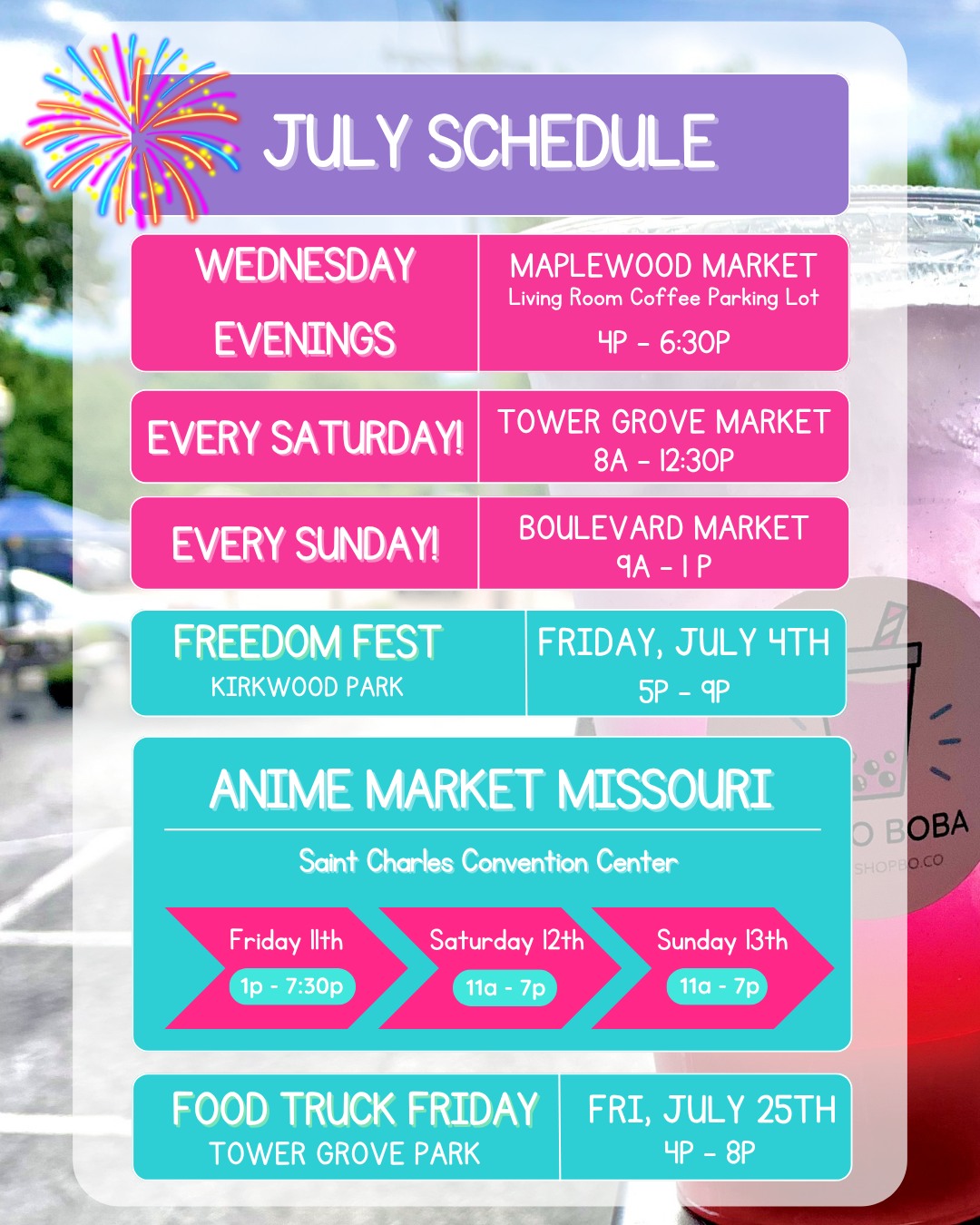 July’s loaded and if you’re not there… awkward. Check out where we're truckin' in July and pull up before you melt 🧊