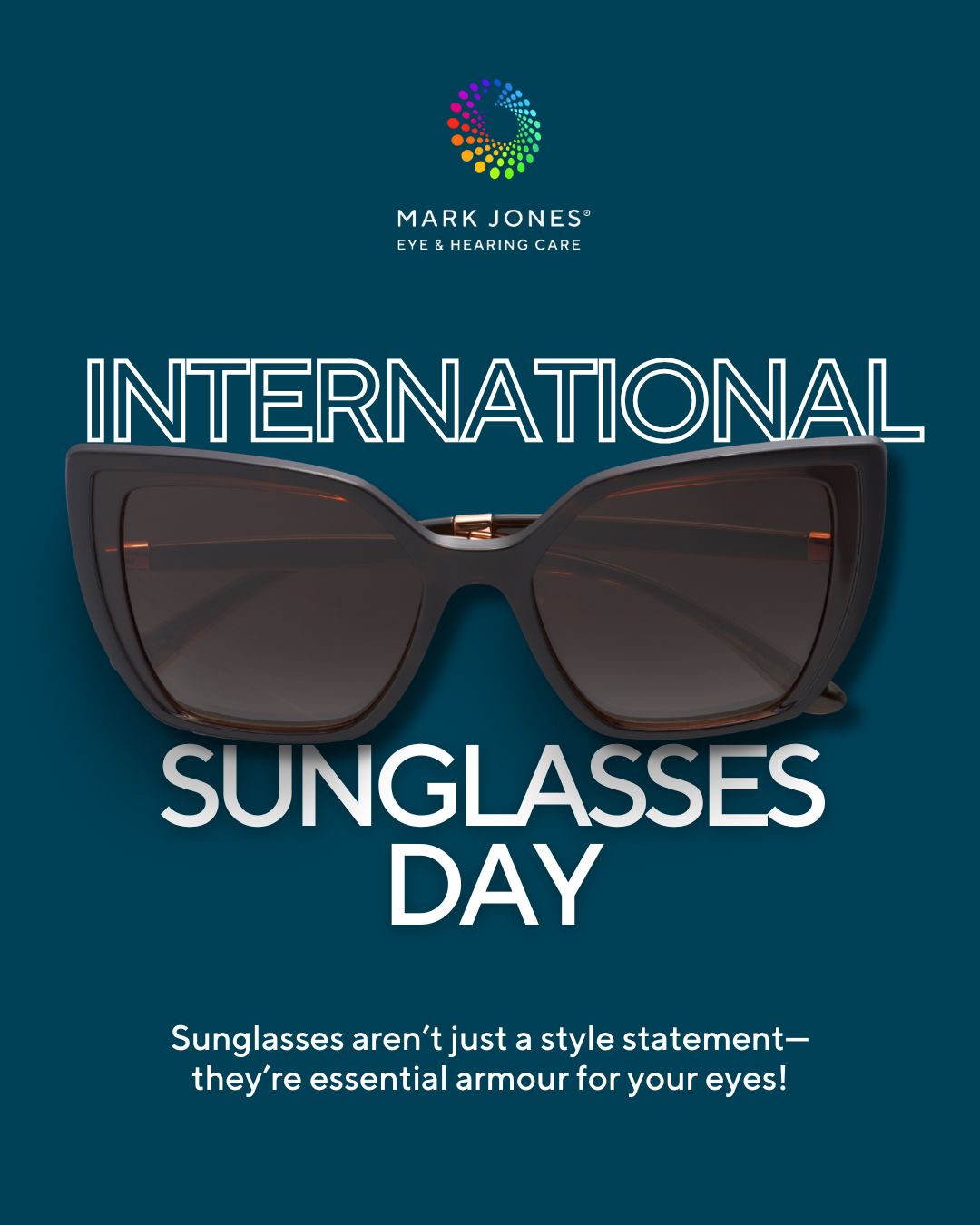 😎 It’s International Sunglasses Day!
Protect your eyes and elevate your look — because great sunglasses do both. 🕶️
Whether you're beach-bound or just battling British glare, we've got the shades to suit your style and offer 100% UV protection.
Pop in and try on your next favourite pair!
#InternationalSunglassesDay #MarkJonesEyeCare #UVProtection