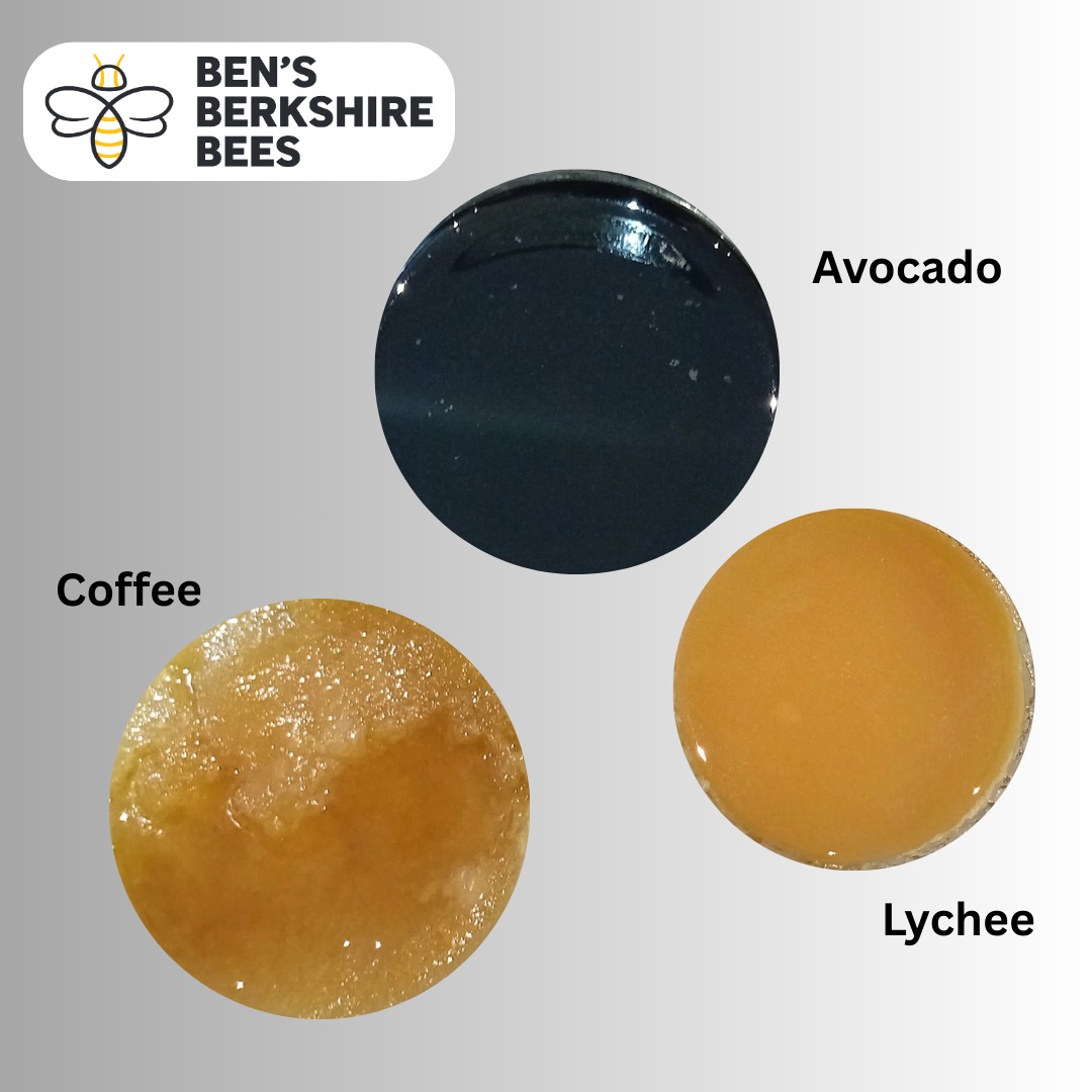 I have been enjoying sourcing and testing lots of different honeys as part of my planning for honey tasting experiences. This week I had batch arrival. All South American. Avocado honey which has a wonderful deep colour, and a treacly smokey taste. Coffee which is meant to have similar medicinal properties to Manuka, and Lychee honey which is sweet and floral.