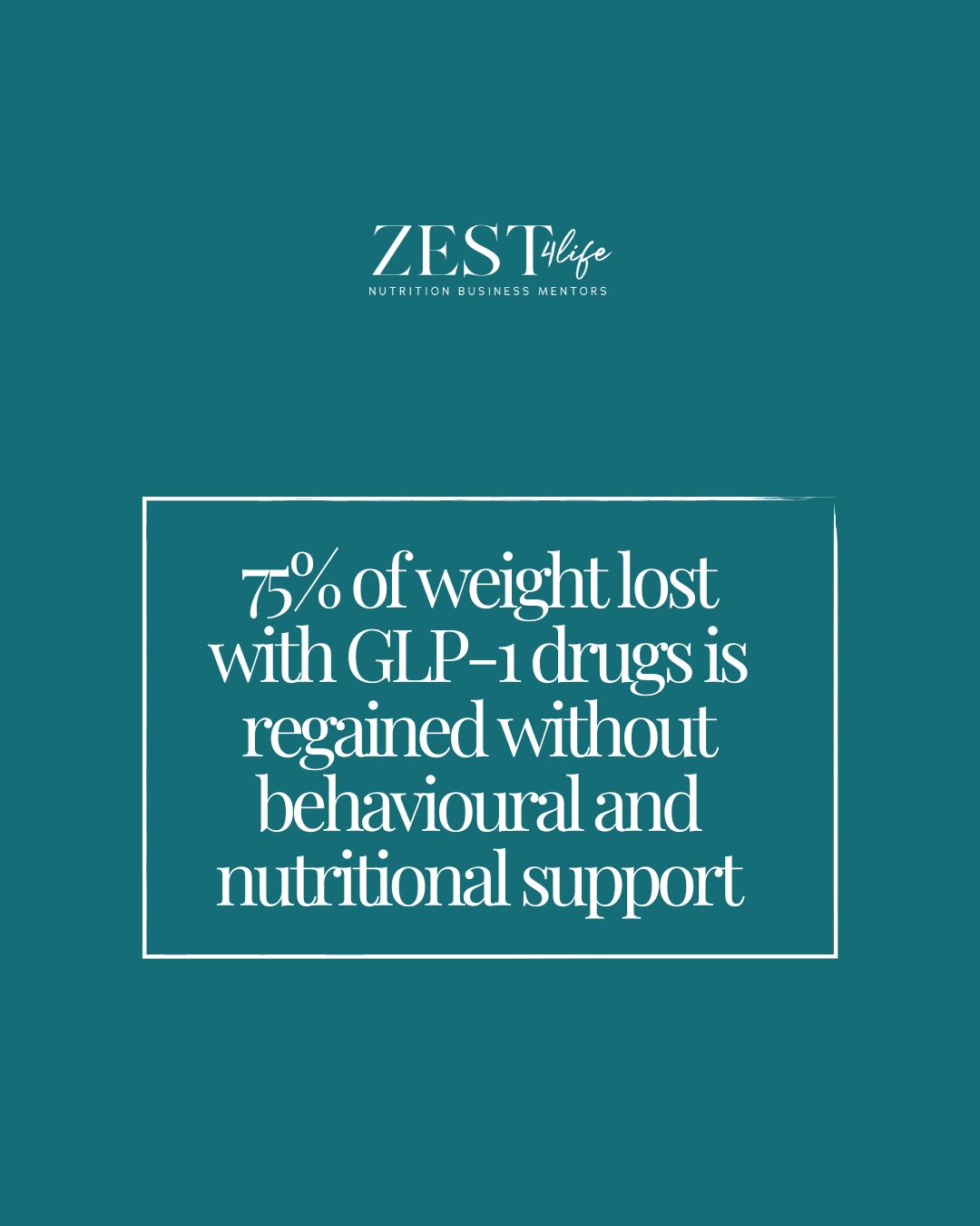 75% of weight lost with GLP-1 drugs is regained without behavioural and nutritional support
As a nutrition professional, your work is more vital than ever for clients on GLP-1. Medications like Ozempic, Wegovy, and Mounjaro are transforming the weight loss conversation — but without foundational habit change and nutritional therapy, many clients quickly regain the weight they fought so hard to lose.
Without your help sustainable change is nearly impossible. The temporary appetite suppression of GLP-1 does not equal long-term success. This, together with potential nutrient deficiencies, muscle loss, digestive problems as well as emotional side-effects, means clients need your help before, during and especially after using GLP-1.
You can be a positive part of your client’s weight loss journey by ensuring you:
1. Address nutrient deficiencies
2. Support Digestive Function
3. Promote healthy long-term habit change
4. Encourage exercise and movement
5. Monitor and support their mental health
6. Supplement wisely
🧠 Are you seeing more clients on GLP-1s in your practice?
💬 How are you adjusting your approach to support them?
👇 Drop your tips, experiences, or questions in the comments — let’s elevate the standard of care together.
(Source: PubMed Study: Weight regain and cardiometabolic effects after withdrawal of semaglutide: The STEP 1 trial extension)