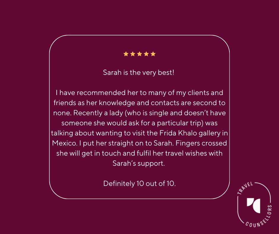 I’ve been booking holidays for Eva & her family for 7 years now & she’s sent lots of her lovely friends my way too!
Between them, they span the globe - highlights over the years include USA & European road trips, bespoke adventures in India & Sri Lanka, luxury beach holidays and exciting city breaks.
She describes me as being an essential part of her toolkit to navigate life with which is so humbling 🥰
What does this mean? We have a chat, she gives me a brief & I work my magic….I know her so well now, all Eva has to think about is what to pack!
Does this sound good to you?
☎️ or WhatsApp 01282 854143
📧 sarah.mcculley@travelcounsellors.com
#personaltravelagent
#travelcounsellors
#StressFreeTravel