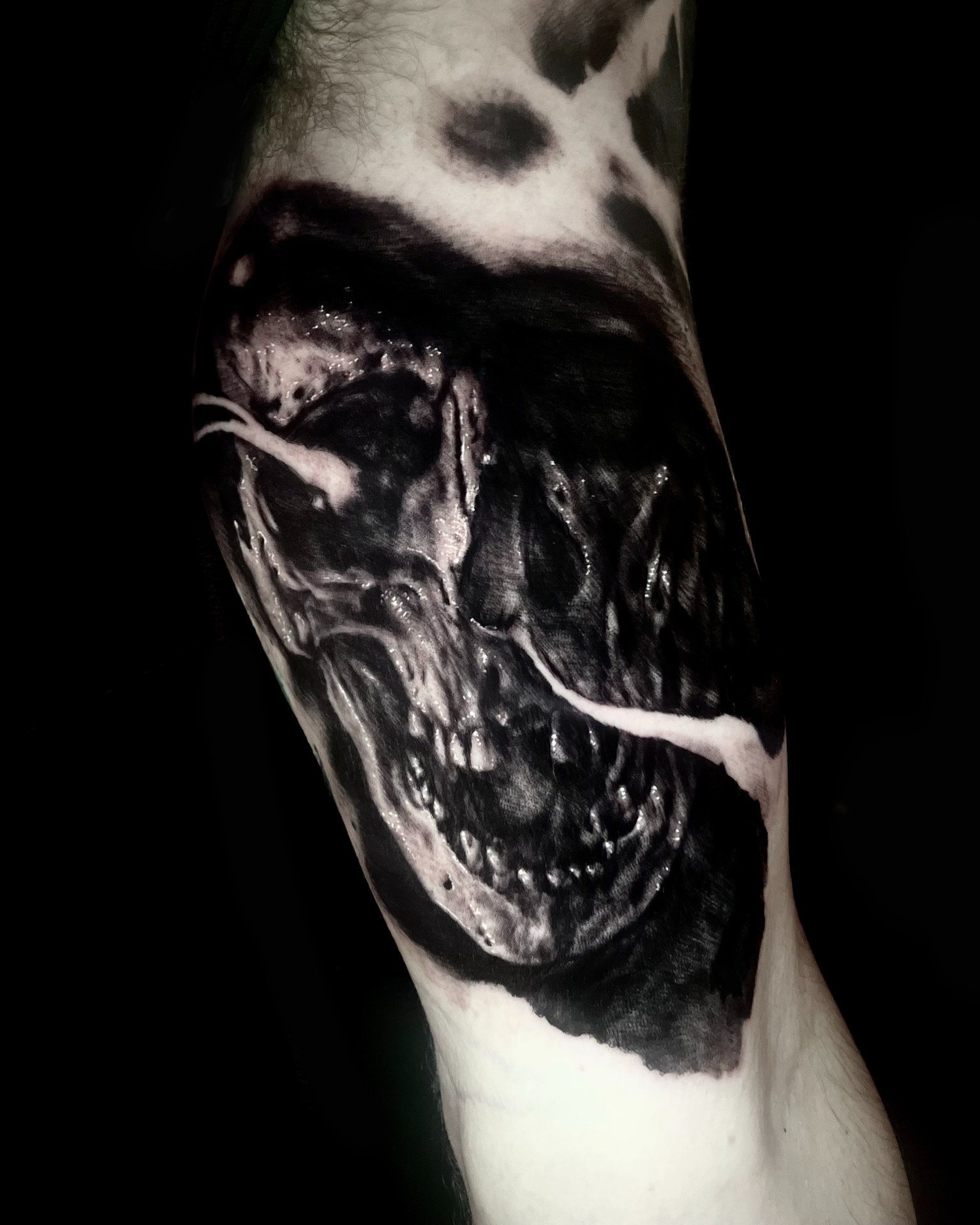 From shadow it grins ☠️🖤 by @jjverplanken
This brutal skull study by @jjverplanken emerges from darkness like a fossilized scream. Deep blacks, violent texture, and a raw, almost oil-paint-like finish make this one hit hard. For lovers of the eerie, the heavy, and the unapologetically bold.
✨ Want ink like this? 👉 DM @jjverplanken or email jj.verplanken@gmail.com to book your spot! ✉️
Done at @thelostoasistattoo
Skip the sunburns—our summer vibes are strictly blacked-out and air-conditioned 😎💀
Come chill in the studio and ask about our summer deals… darkness is a mood, even in July. 💉🔥🕯️