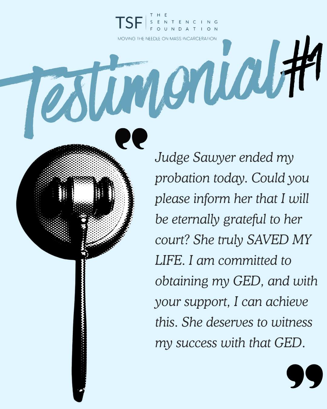 Has Resource Based-Sentencing & Supervision transformed your life? We want to hear YOUR story! Share your testimonial through the link in our bio and join the growing community inspired by our program’s impact.
Discover how you can help amplify these powerful voices and support our mission at www.thesentencingfoundation.org
Together, we’re pushing the needle on mass incarceration
#criminal #justice #lawresource #restorativejustice #judges #sentencing #supervision #legalsupport #nonprofit #crimereduction #massincarceration #criminaljusticereform #reform #realchange #TheSentencingFoundation #TSF