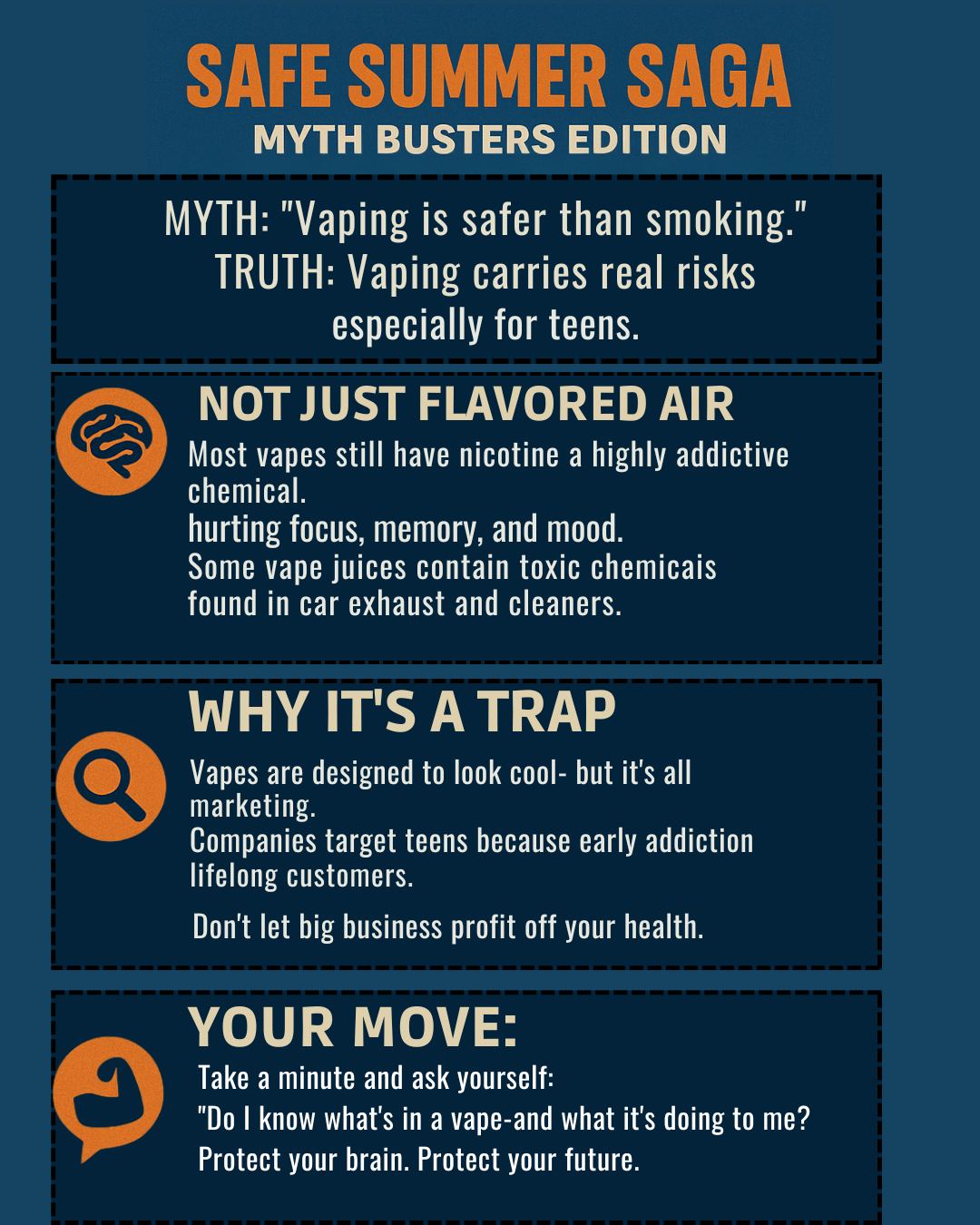 Safe Summer Mythbusters Saga Begins!
Think you know summer safety? Think again.
We’re busting the biggest myths about sun, fun, peer pressure, and risky choices one truth at a time.
From “vaping is safer” to “you can’t get dehydrated while swimming,” we’re calling it out and keeping it real.
✅ Stay sharp
✅ Stay safe
✅ Stay summer-strong
Follow along and tag a friend who needs to know the truth 💬
#avprideinc #safesummer2025 #youth #avpride#drugfreecoweta
#SafeSummerSaga