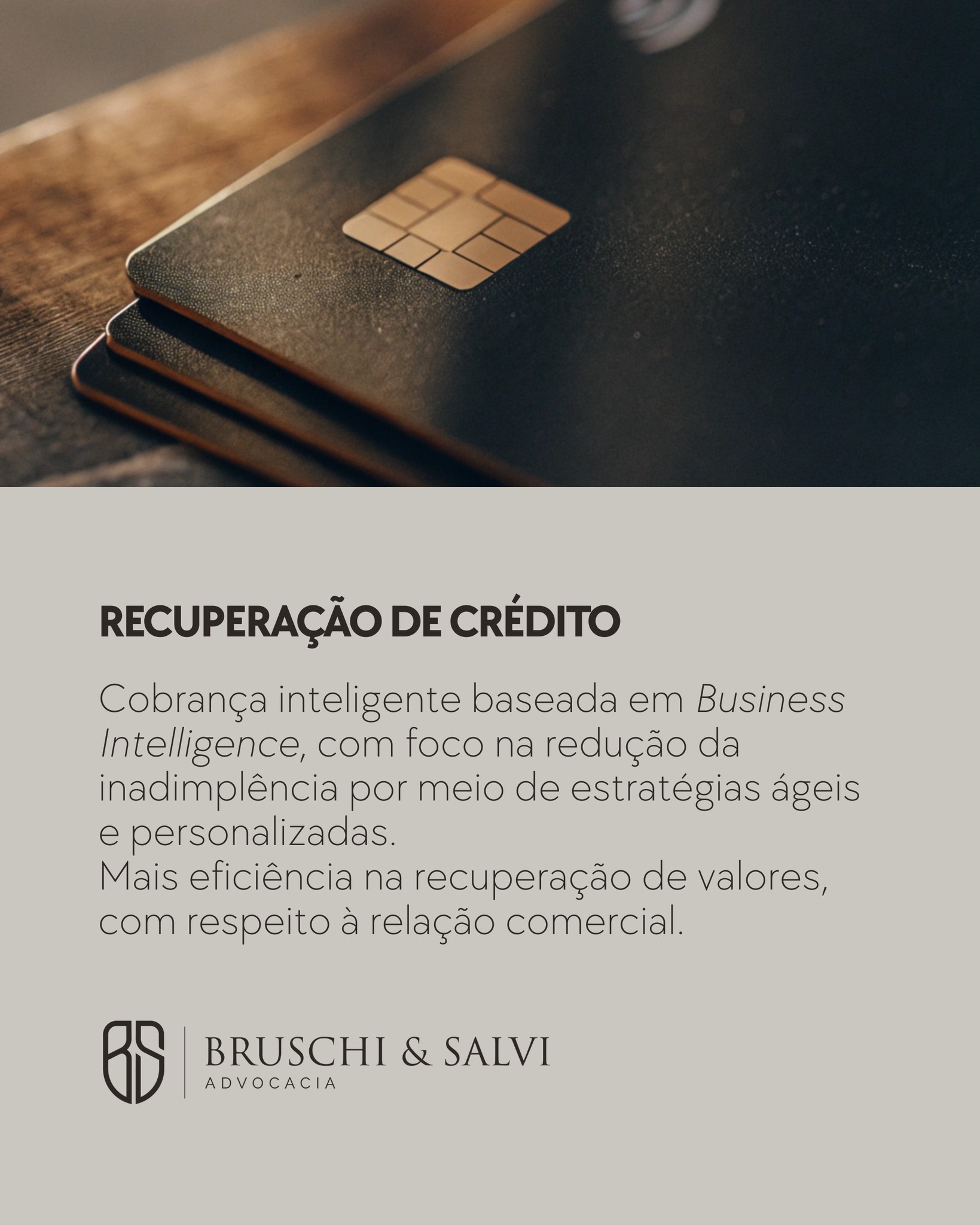📲 Cobrança eficiente, estratégica e com respeito ao seu negócio.
Na Bruschi & Salvi, unimos inteligência de dados e soluções personalizadas para reduzir a inadimplência e garantir a recuperação de créditos de forma ágil e segura.
📈 Transforme cobrança em resultado. Fale conosco.
As leis são as mesmas. Os advogados, não.
#BruschiESalvi #RecuperacaoDeCredito #SegurançaJurídica