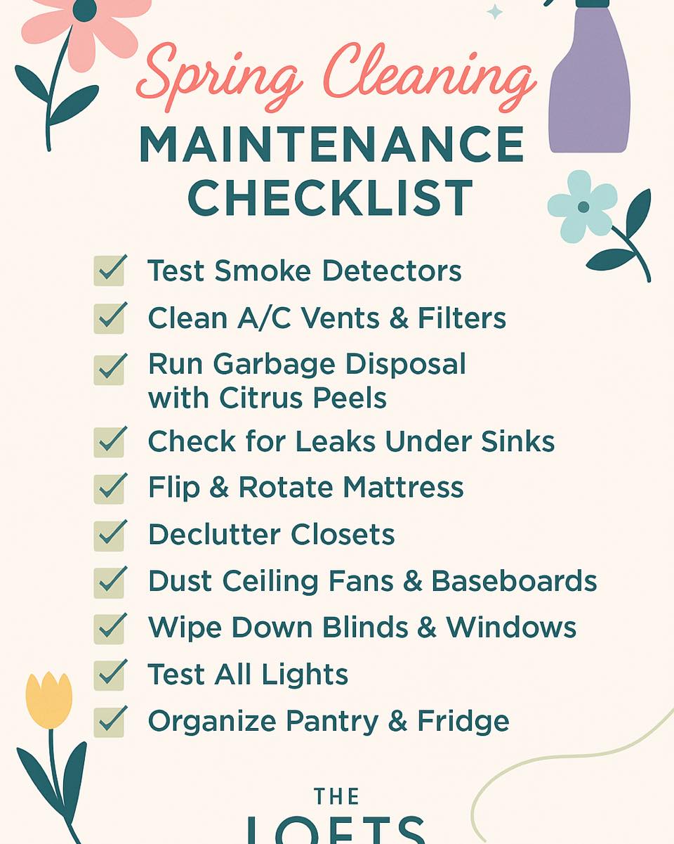 🌸🧽 Spring into Clean! Your Apartment Maintenance Checklist 🧽🌸
Ready to refresh your space for the new season? Here’s a quick and easy Spring Cleaning Checklist to keep your home at The Lofts at Mill Creek sparkling and safe:
✅ Test Smoke Detectors – Let us know if batteries need replacing!
✅ Clean A/C Vents & Filters – Breathe easier this spring.
✅ Run Garbage Disposal with Citrus Peels – Freshen up the kitchen naturally.
✅ Check for Leaks Under Sinks – Spot drips? Submit a work order!
✅ Flip & Rotate Mattress – Sleep better with even support.
✅ Declutter Closets – Donate what you don’t wear!
✅ Dust Ceiling Fans & Baseboards – Out with the cobwebs!
✅ Wipe Down Blinds & Windows – Let that sunshine in!
✅ Test All Lights – Replace burnt bulbs or let us help.
✅ Organize Pantry & Fridge – Toss expired items and make room for spring snacks 🌽🍓
🛠️ Need help with anything on the list? Just submit a maintenance request and we’ve got you covered!
#SpringCleaning #ApartmentLiving #LoftsAtMillCreek #WinstonSalemApartments #MaintenanceTips