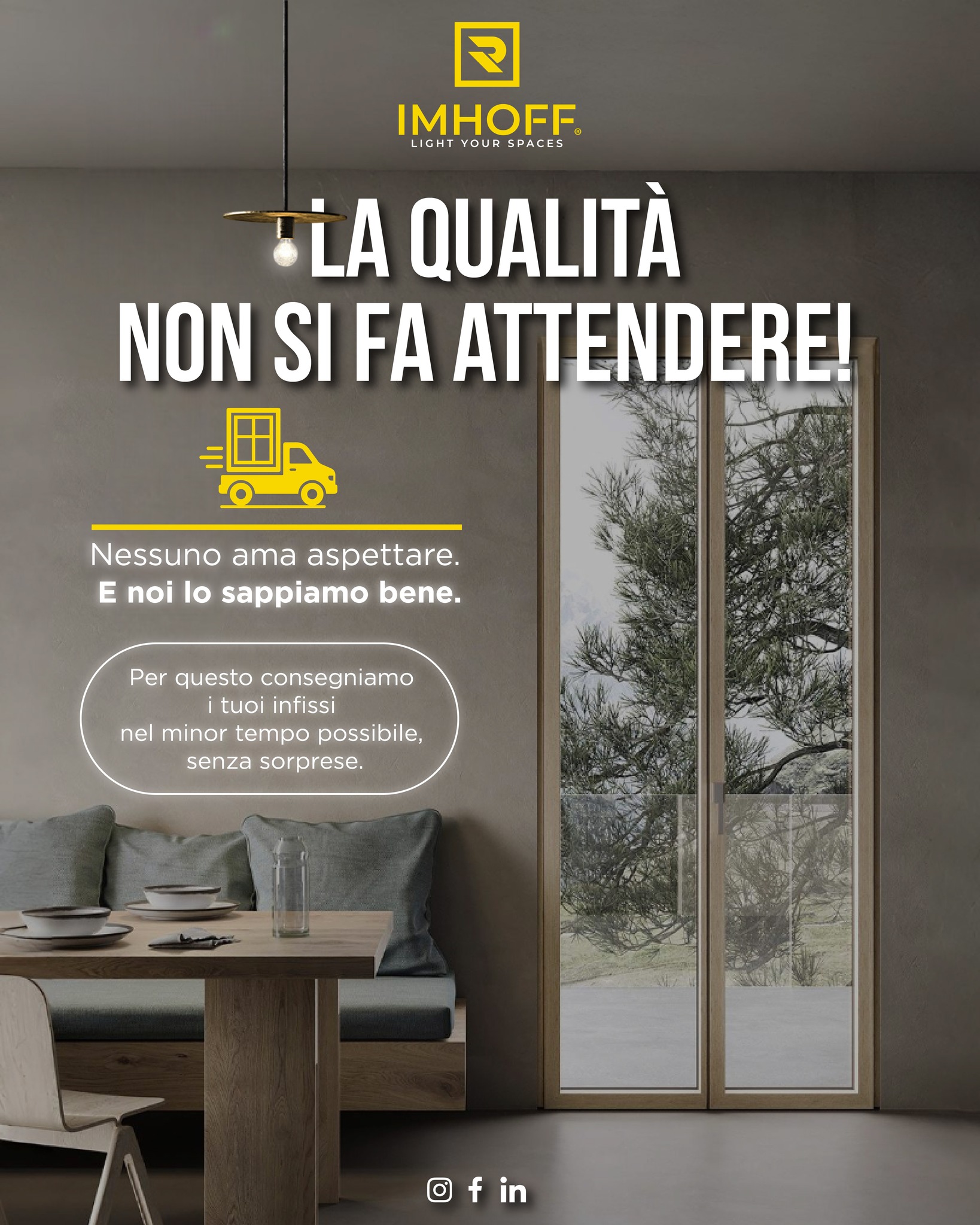 Nessuno ama aspettare. Noi lo sappiamo bene.
Con Imhoff Srl, i tuoi infissi arrivano in tempi record ⚡🚚
Perché qualità e puntualità viaggiano insieme.
#imhoffsrl #imhoffhandles #Foggia #infissi #serramenti #finestre #infissidiqualità #consegnaveloce #FastShipping