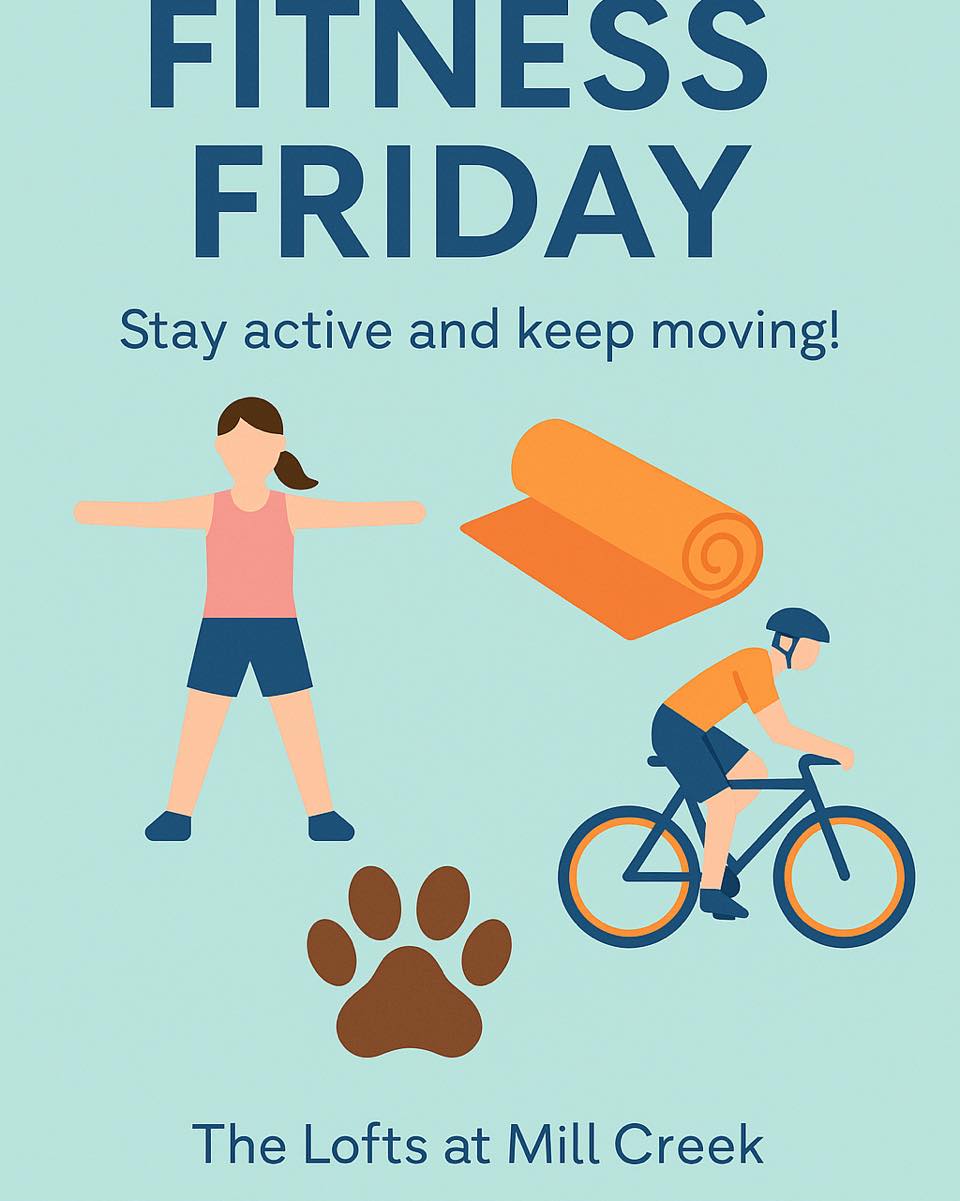 💪🎉 Fitness Friday at The Lofts at Mill Creek! 🎉💪
You don’t need a gym to get moving! There are plenty of ways to stay active right here in our community and around Winston-Salem:
🏃♀️ Take a power walk around the neighborhood
🧘 Stretch it out with a little living room yoga
🚴 Hit local trails like Salem Lake or Reynolda Gardens
🐾 Take your furry friend on a longer adventure walk!
Staying active = less stress, better sleep, and good vibes all around. ✨
What’s your favorite way to move on a Friday?
#FitnessFriday #LoftsAtMillCreek #WinstonSalemLiving #StayActive #NoGymNoProblem